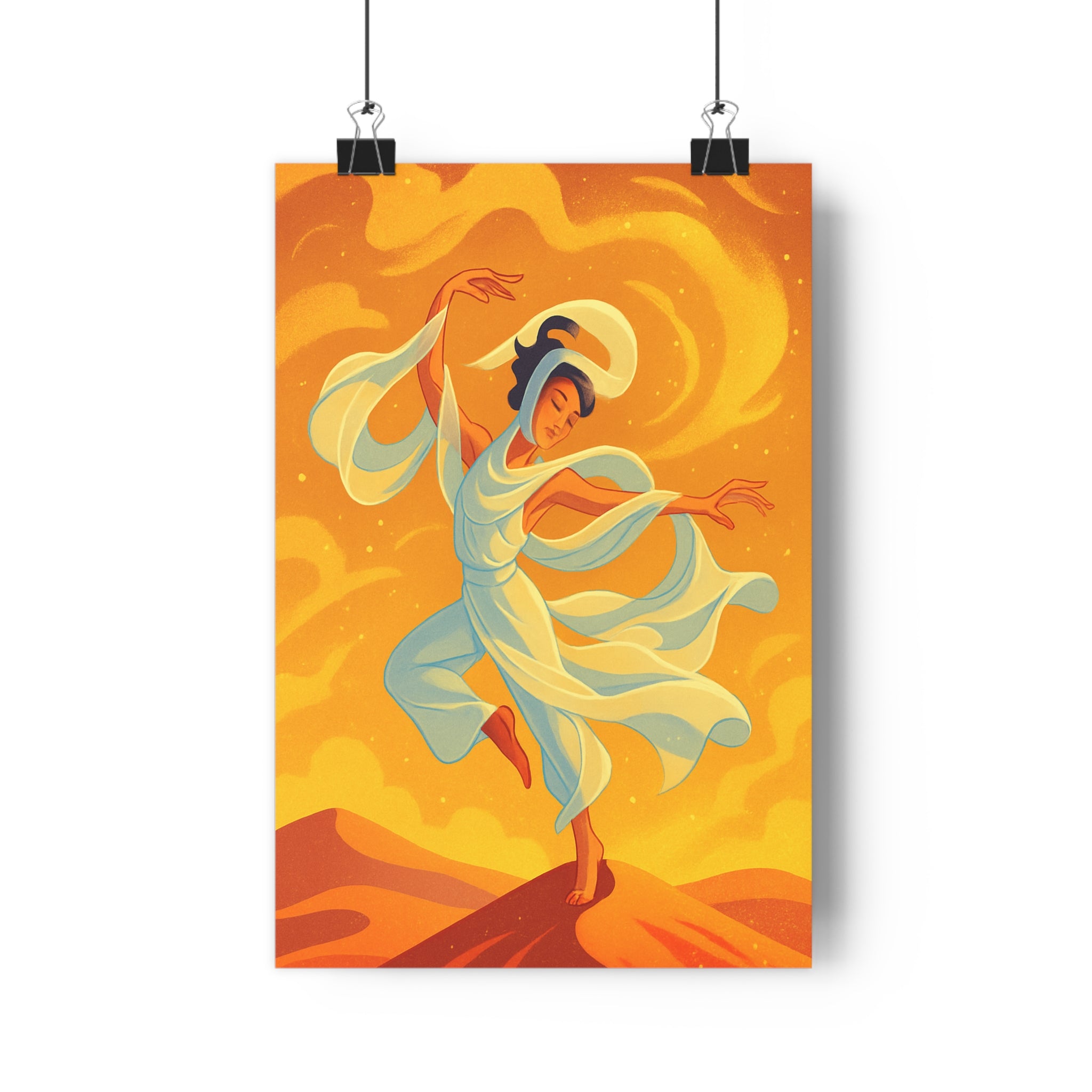 Poster décoratif artistique doré orange moderne mystique salon détente 30x46 danse dynamique élégant qualité