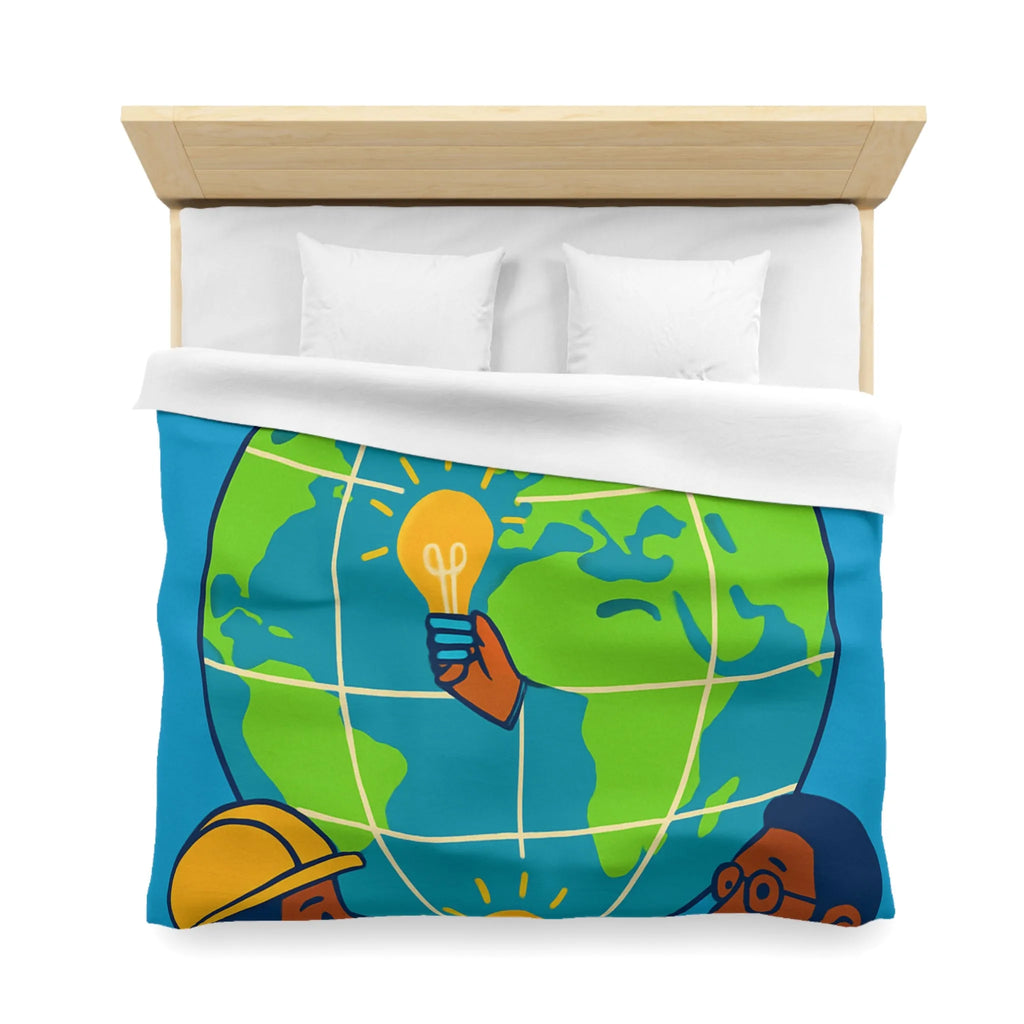Housse de couette innovante avec globe, diversité et ampoules lumineuses pour un monde uni