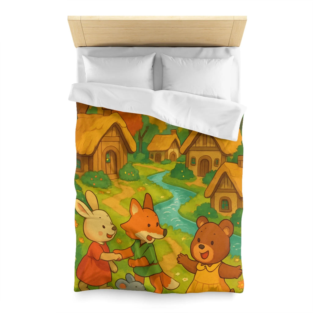 Adorable Illustration Animalière Colorée Idéale pour une Housse de Couette Enfantine et Enchantée