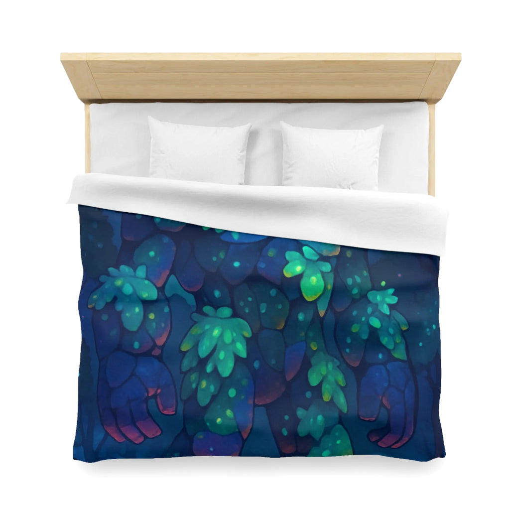 Housse de Couette Féérique avec Golem Lumineux et Fées dans la Forêt Nocturne