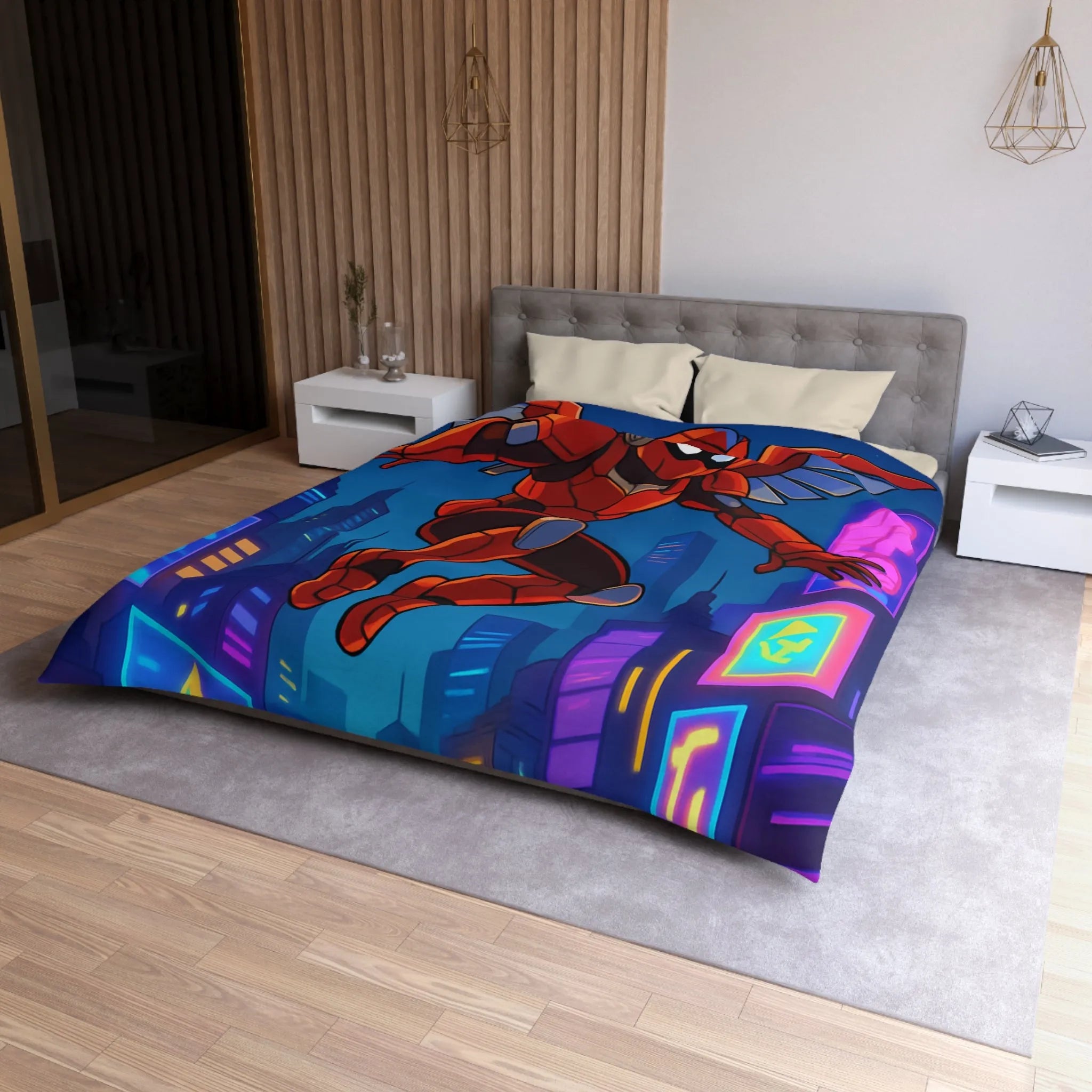 Housse de couette futuriste robotica rouge pour chambres d'enfants créatives et modernes