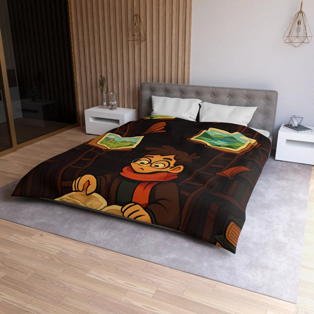 Housse de couette magique avec livres flottants et bibliothèques pour chambre enchantée