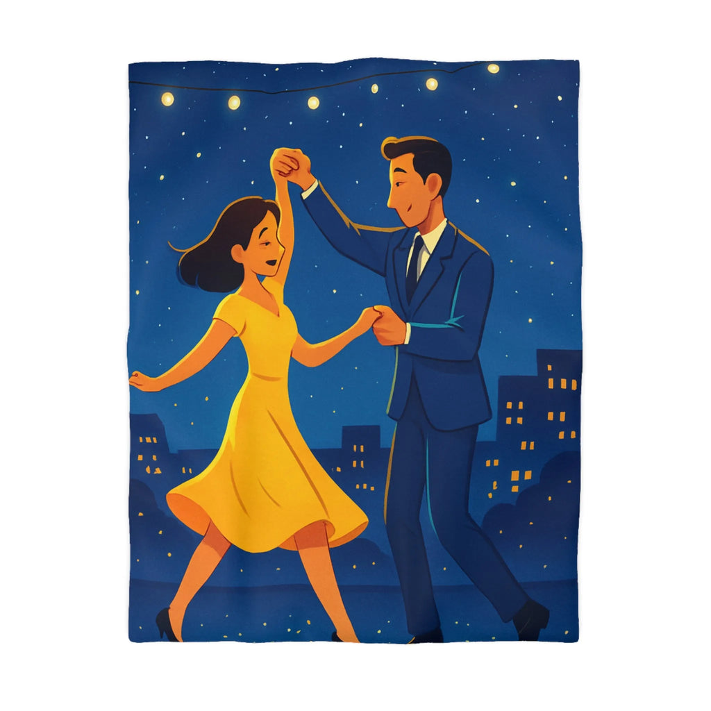 Housse de Couette Étoilée avec Couple Dansant en Soirée Ville Style Vintage