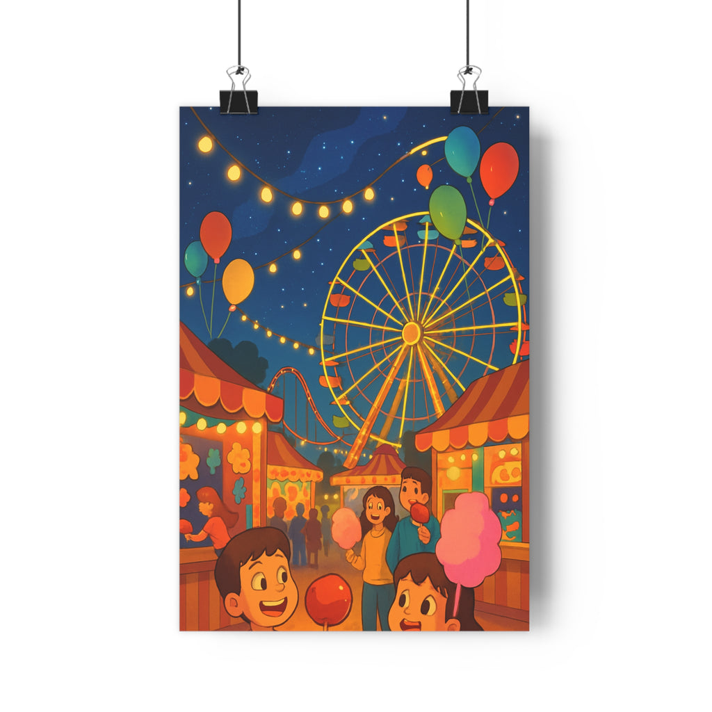 Poster décoratif fête foraine étoilé joyeux pastel rétro chambre enfant salon amusant coloré ambiance