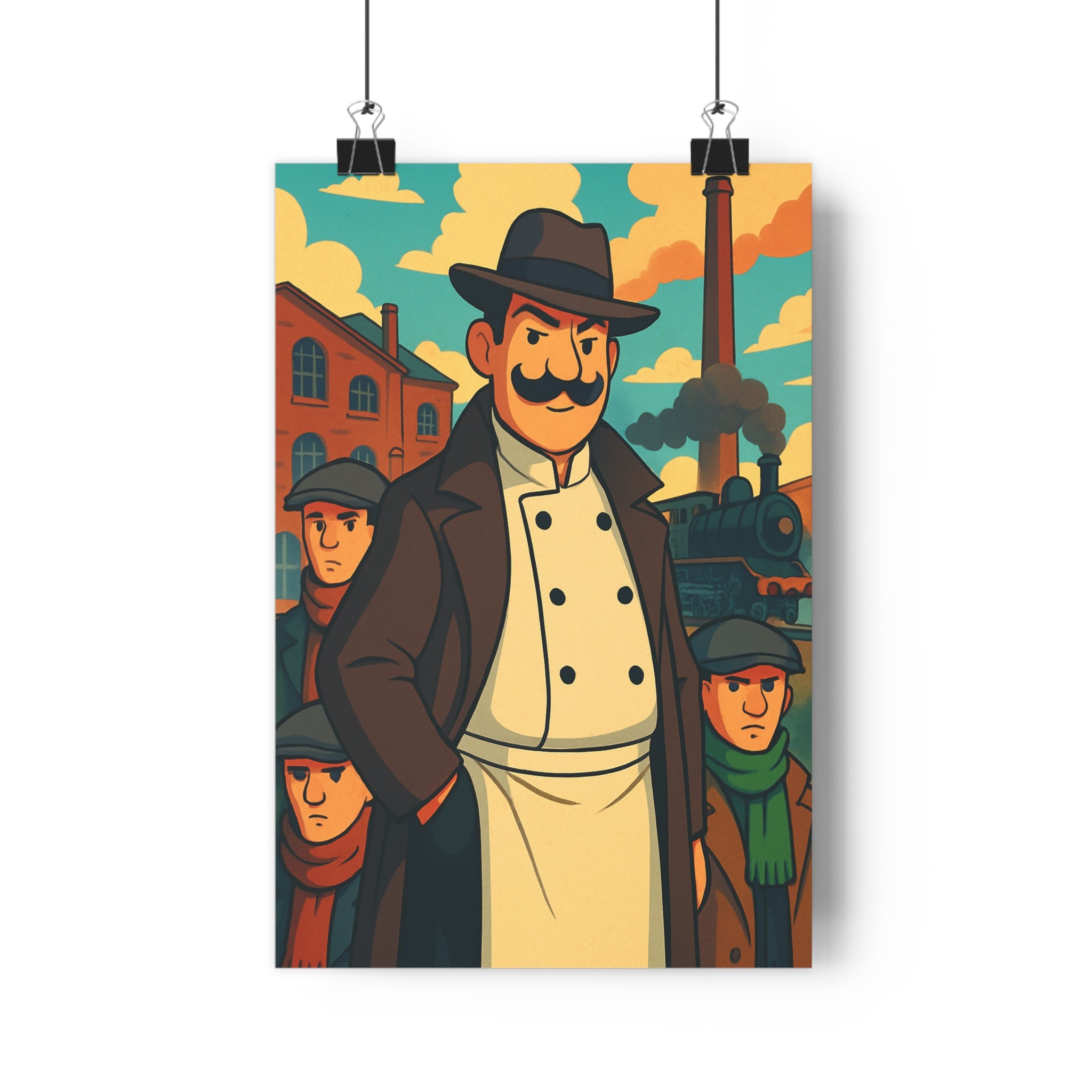 Poster décoratif cartoon expressif couleurs vives aventure locomotive industriel salon chambre dynamique captivant qualité