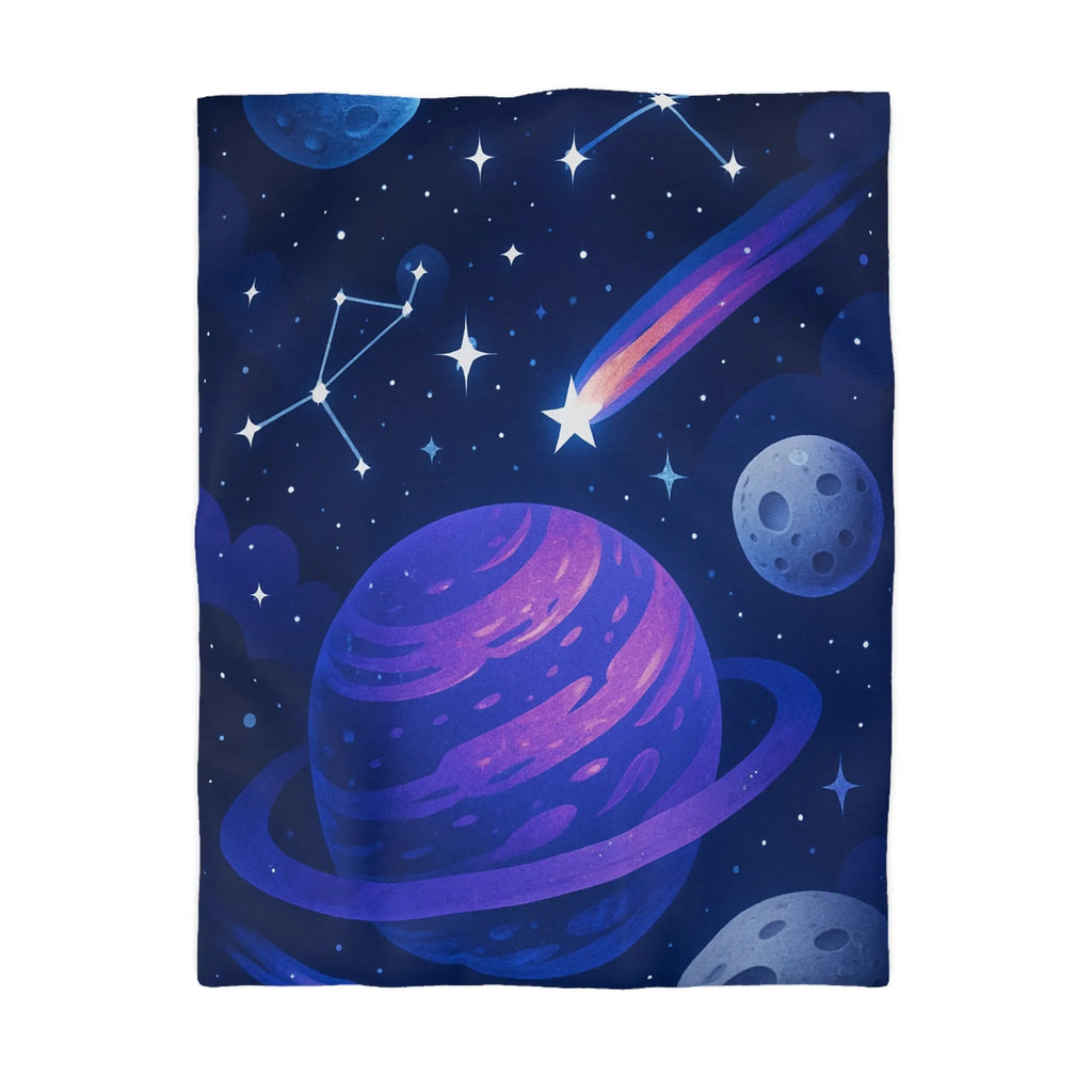 Housse de couette galaxie avec planètes, étoiles et comètes pour chambre sereine atmosphérique