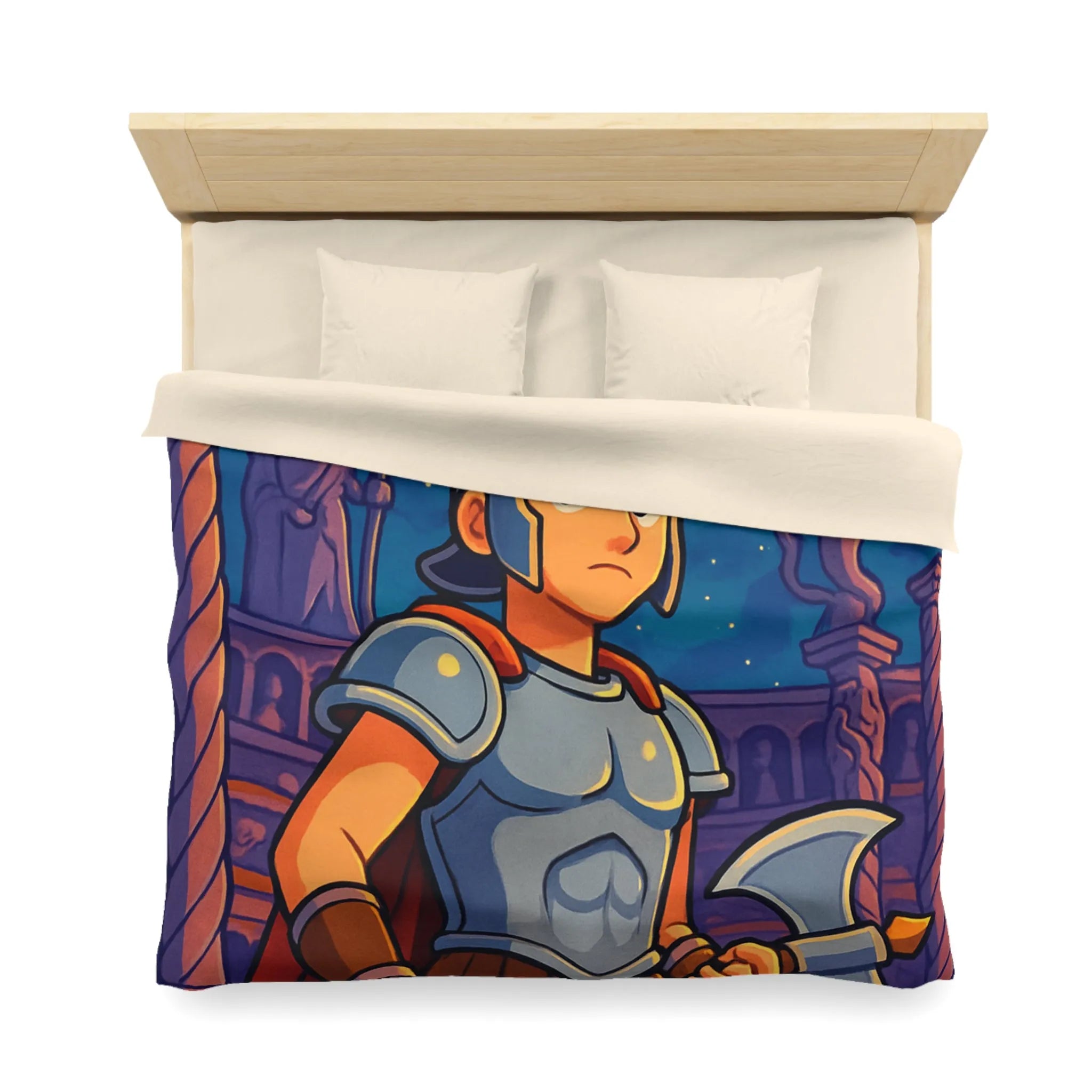 Housse de Couette Inspirée de Guerrier Épique avec Mythologie et Créatures Fantastiques