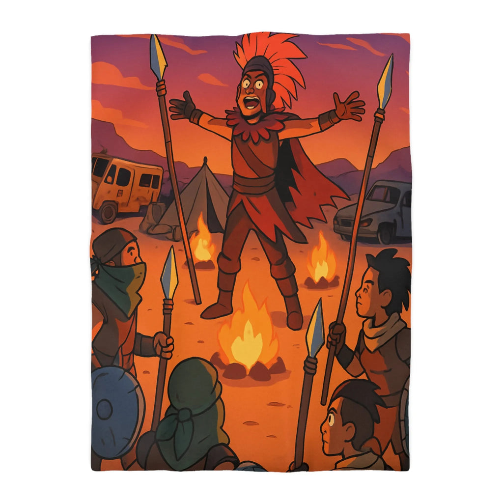 Housse de couette avec scène mystique de rassemblement nocturne pour aventure épique