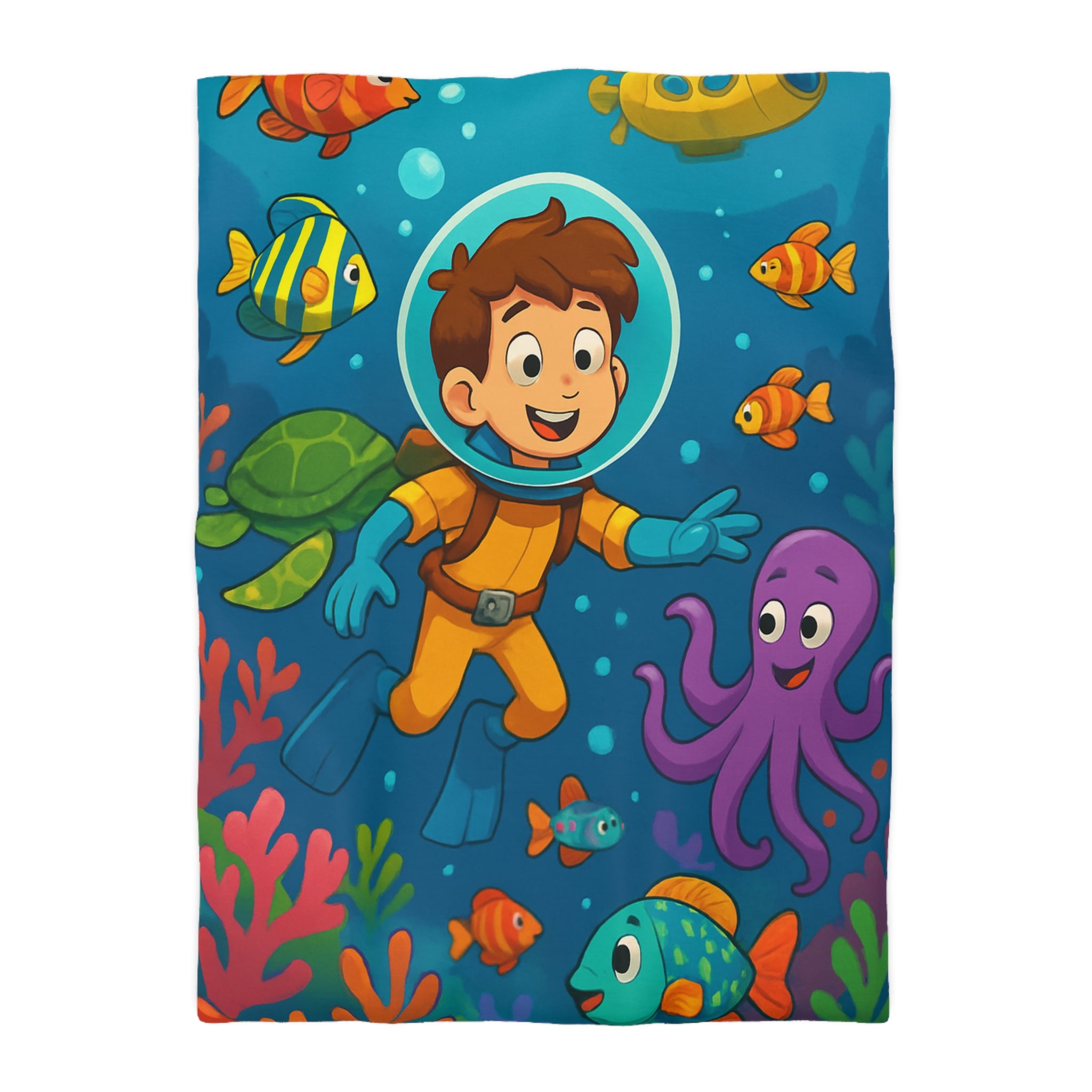 Housse de couette sous-marine avec des animaux marins colorés pour chambre d'enfant joyeuse