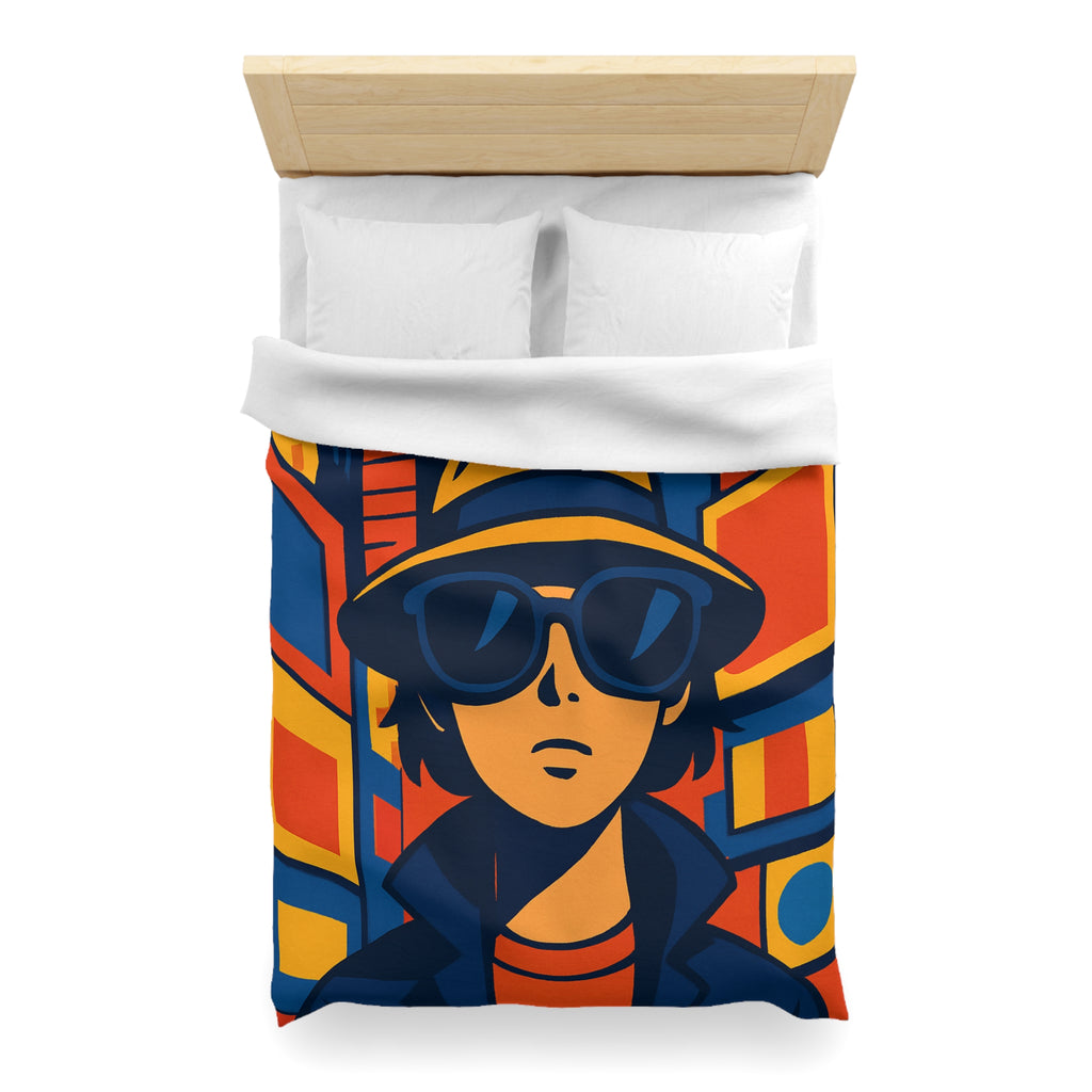 Housse de couette moderne avec motif urbain rétro pop art aux couleurs vibrantes