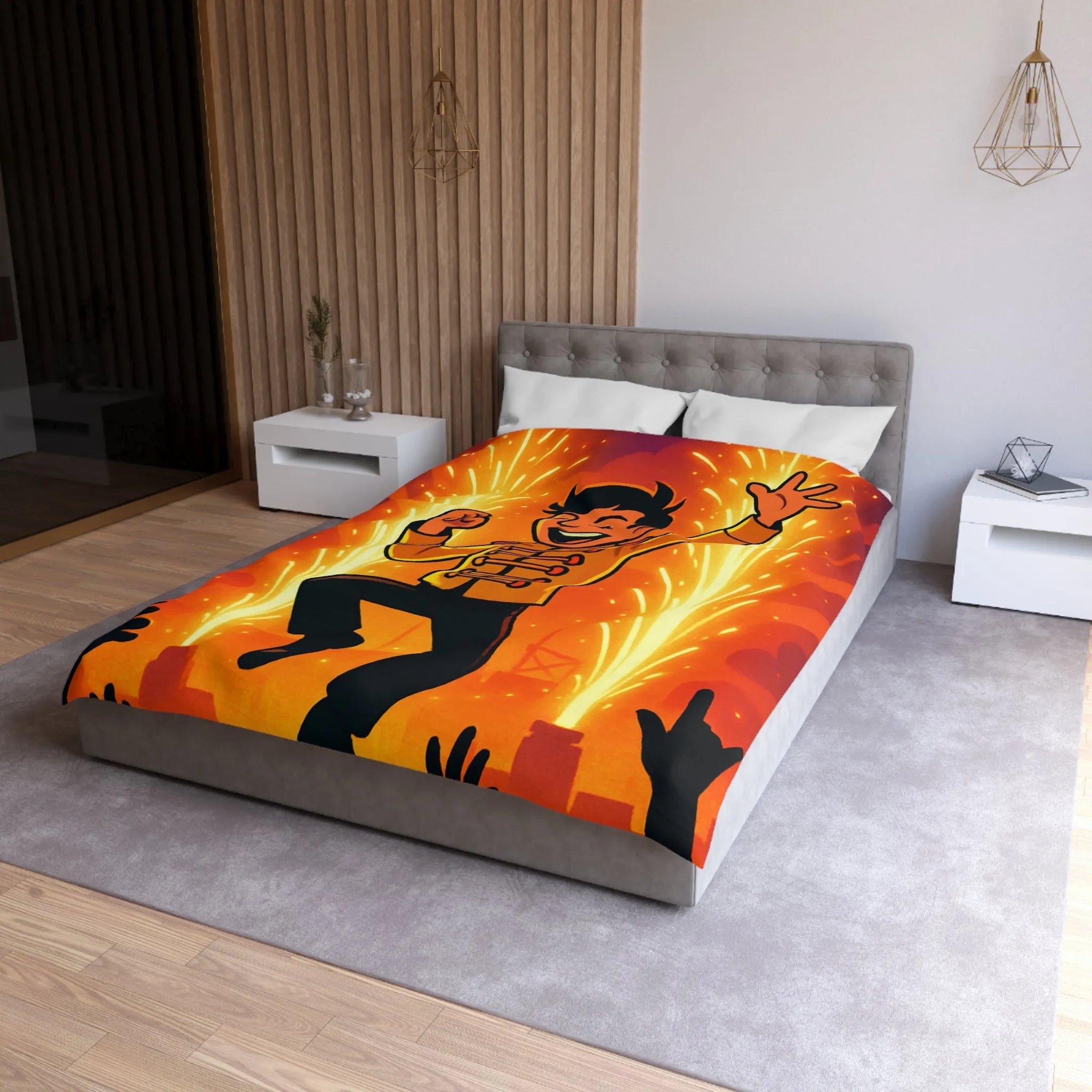 Housse de couette colorée avec personnage joyeux dans un spectacle éclatant et vibrant