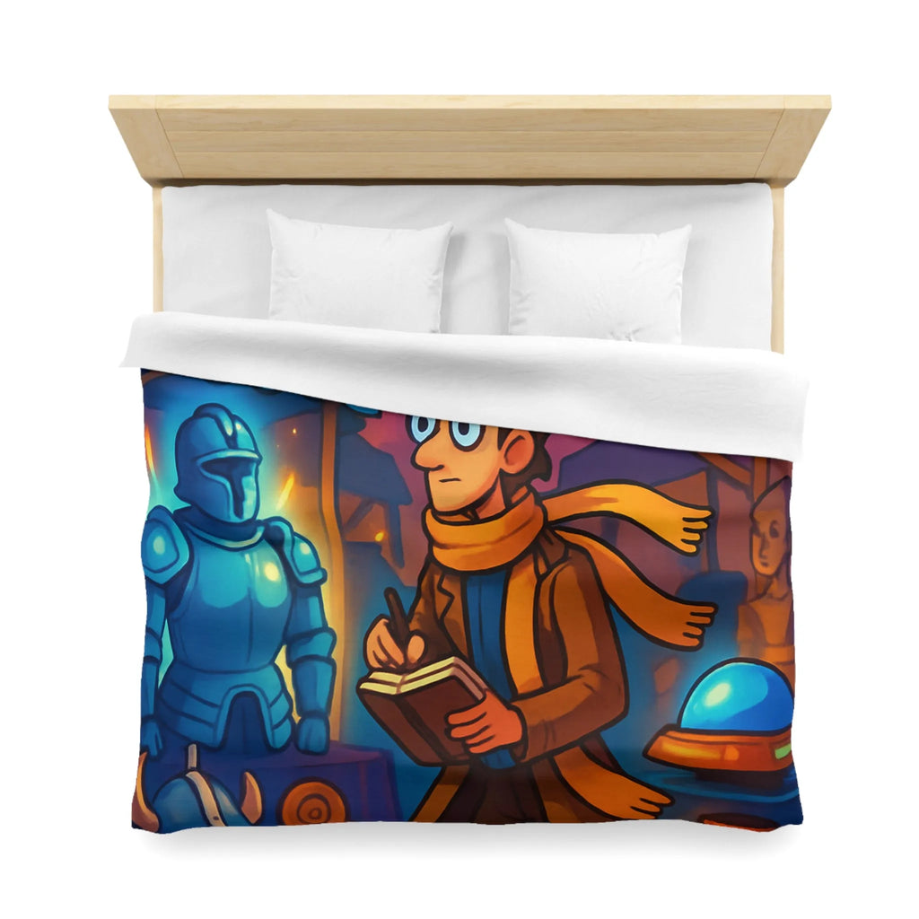 Housse de couette avec motif de marché nocturne mystérieux et horloges suspendues