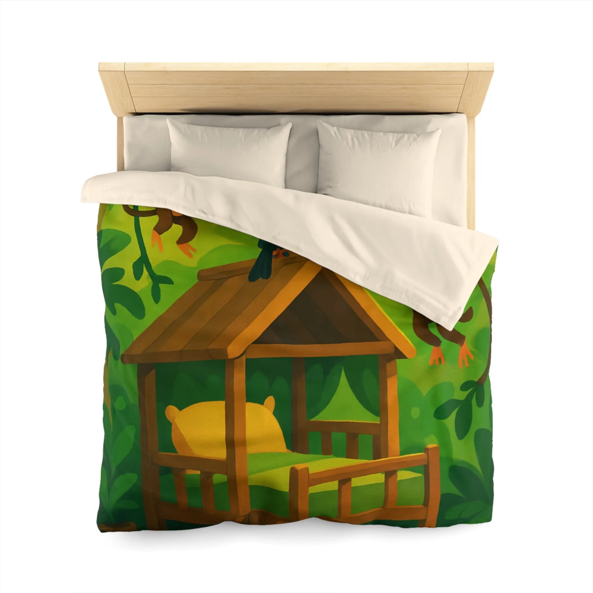 Housse de couette jungle avec singes et toucans pour chambre d'enfant colorée