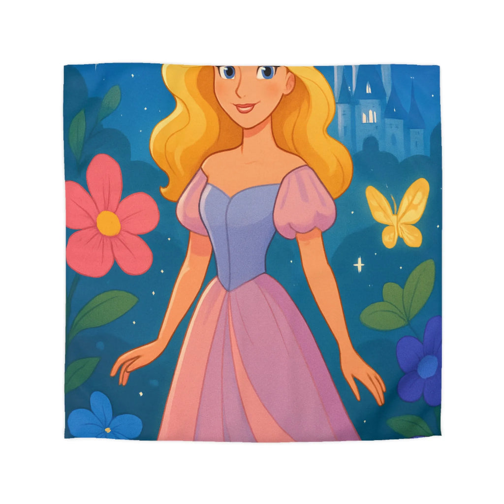 Housse de couette enchantée princesse et château fleurs papillons magique pour chambre enfant