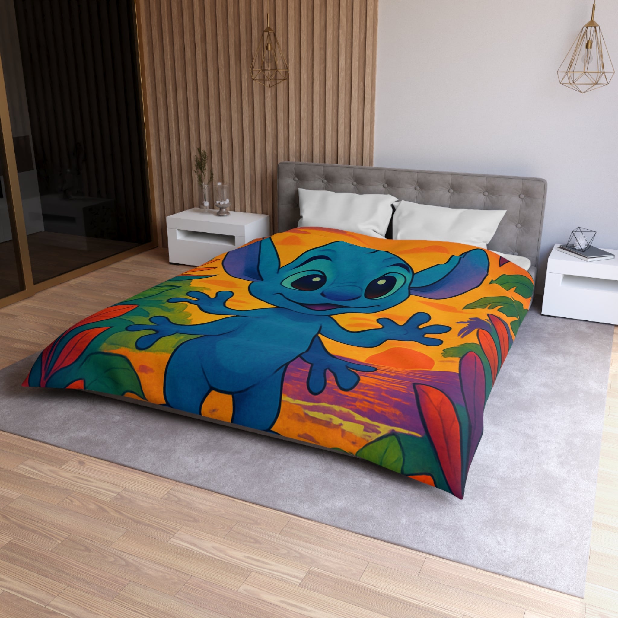 Housse de Couette Microfibre Design Artistique Moderne Décoration Chambre Confort Premium