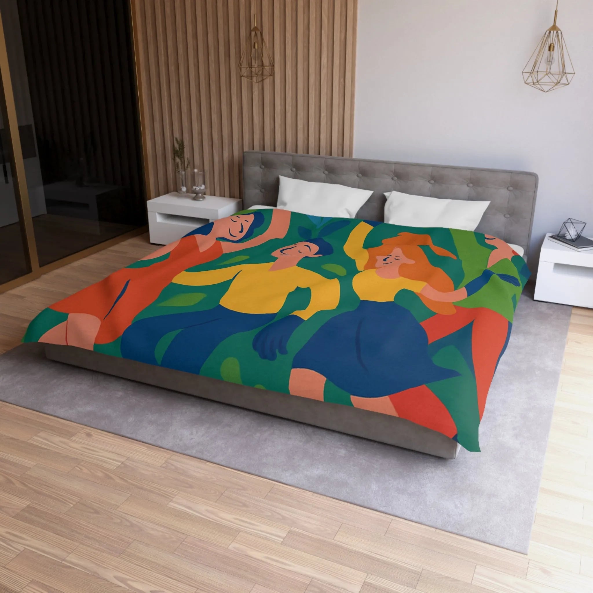 Housse de Couette Colorée Inspirée par la Danse et la Nature avec Fleurs Animées