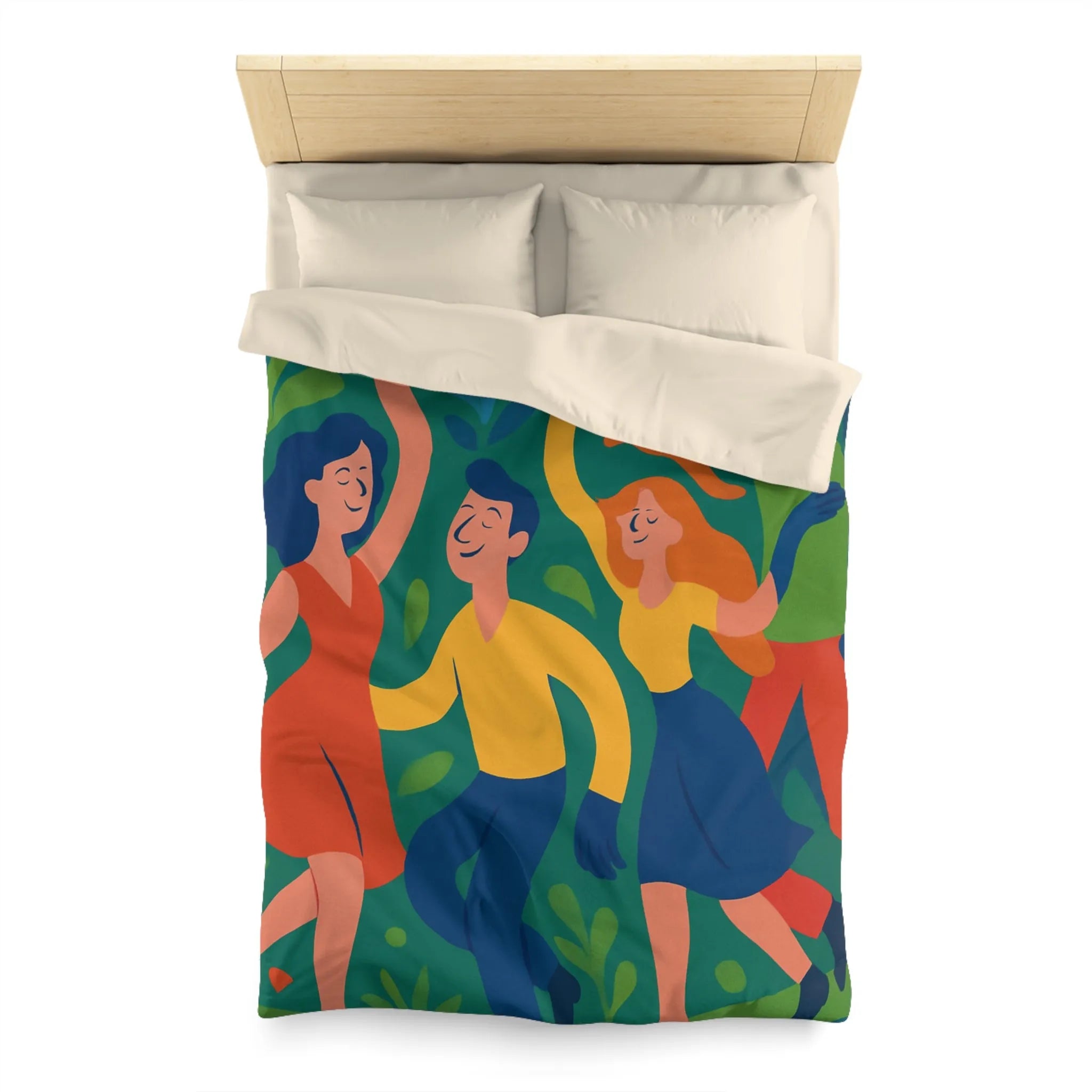 Housse de Couette Colorée Inspirée par la Danse et la Nature avec Fleurs Animées