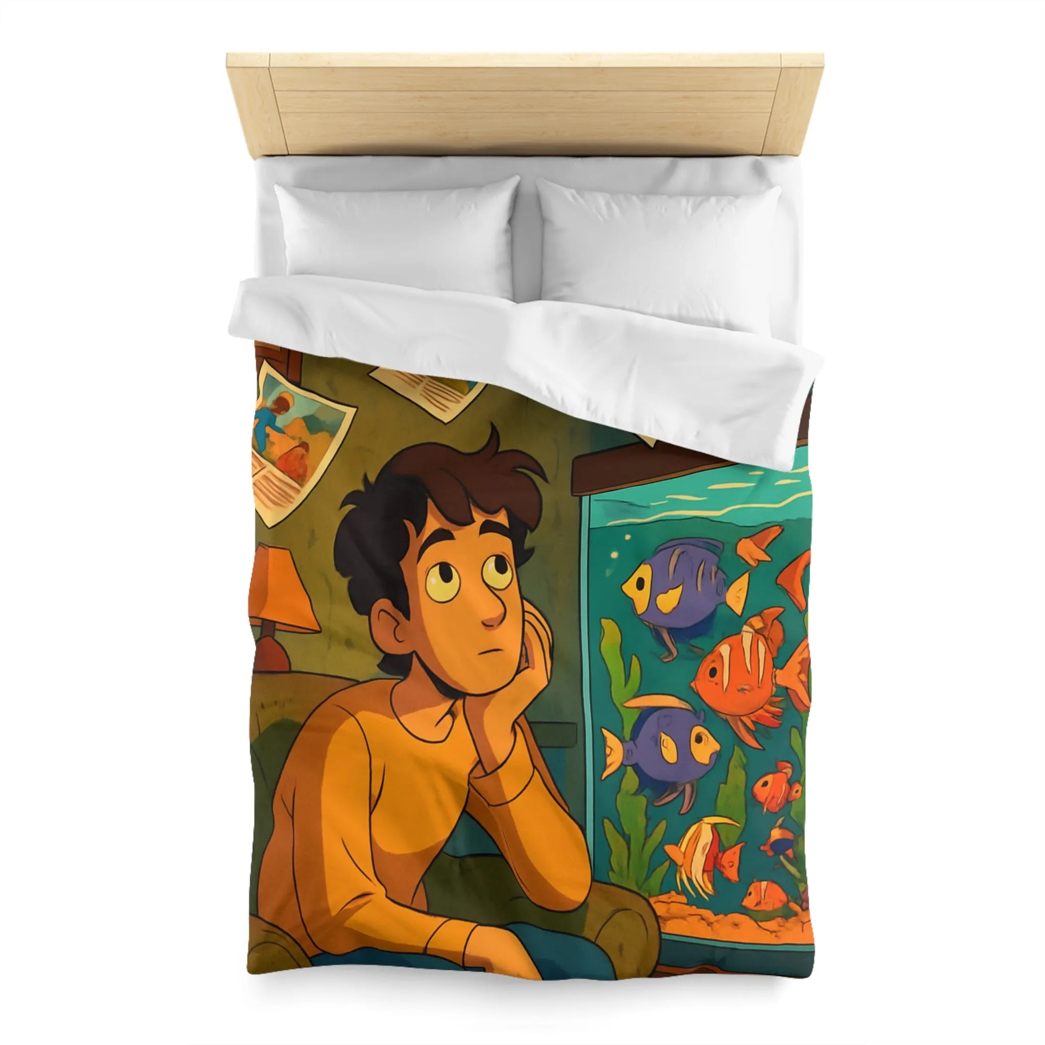 Captivant design coloré d'une chambre rêveuse avec poissons pour adolescents rêveurs