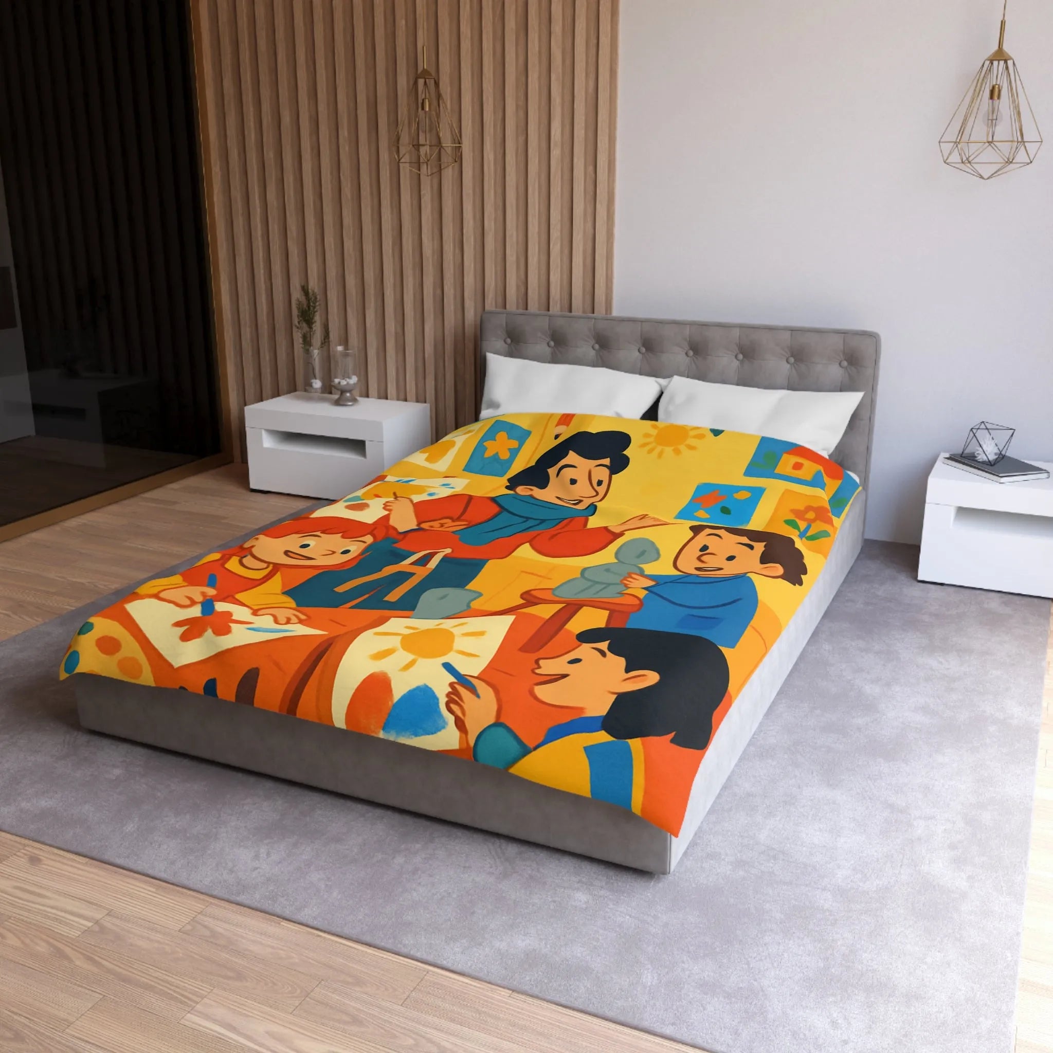 Enchantez votre chambre avec une housse de couette colorée pour enfants sur le thème artistique