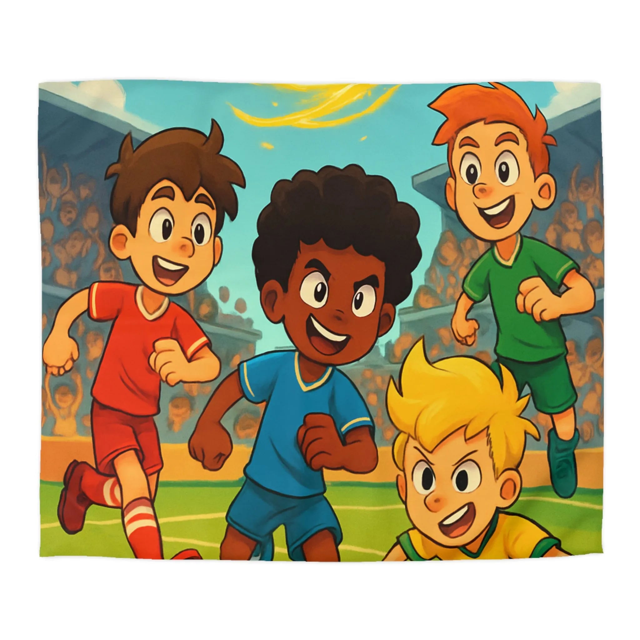 Housse de couette ludique sur le thème du football avec enfants et ballon magique