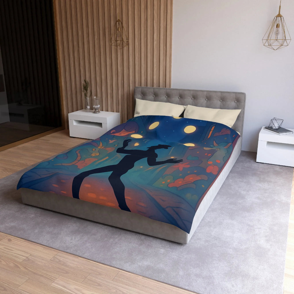 Housse de Couette Féérique avec Jongleur et Motifs de Nuit Enchantée Colorée