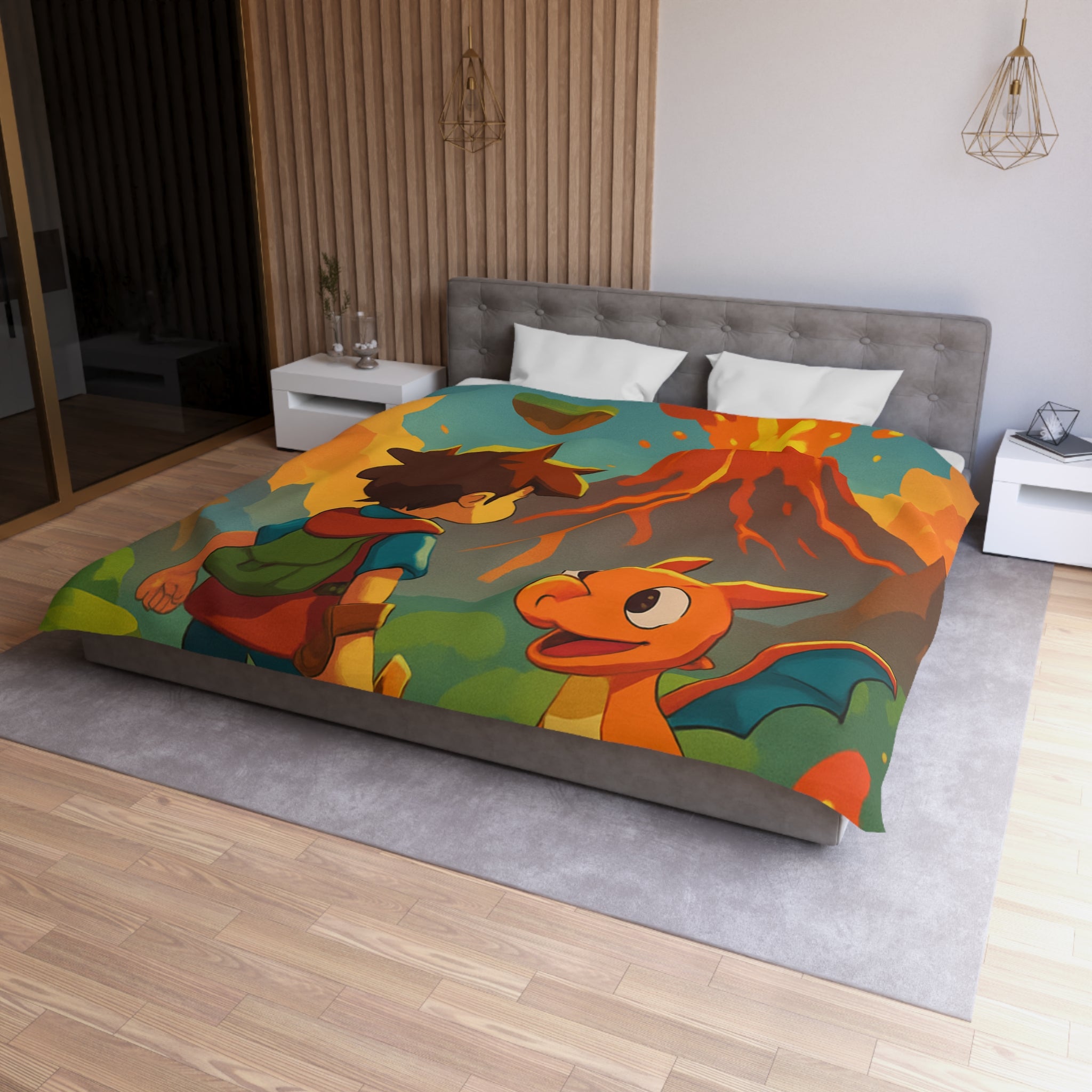 Housse de Couette Microfibre Motif Créatif Original Style Contemporain Chambre Élégante