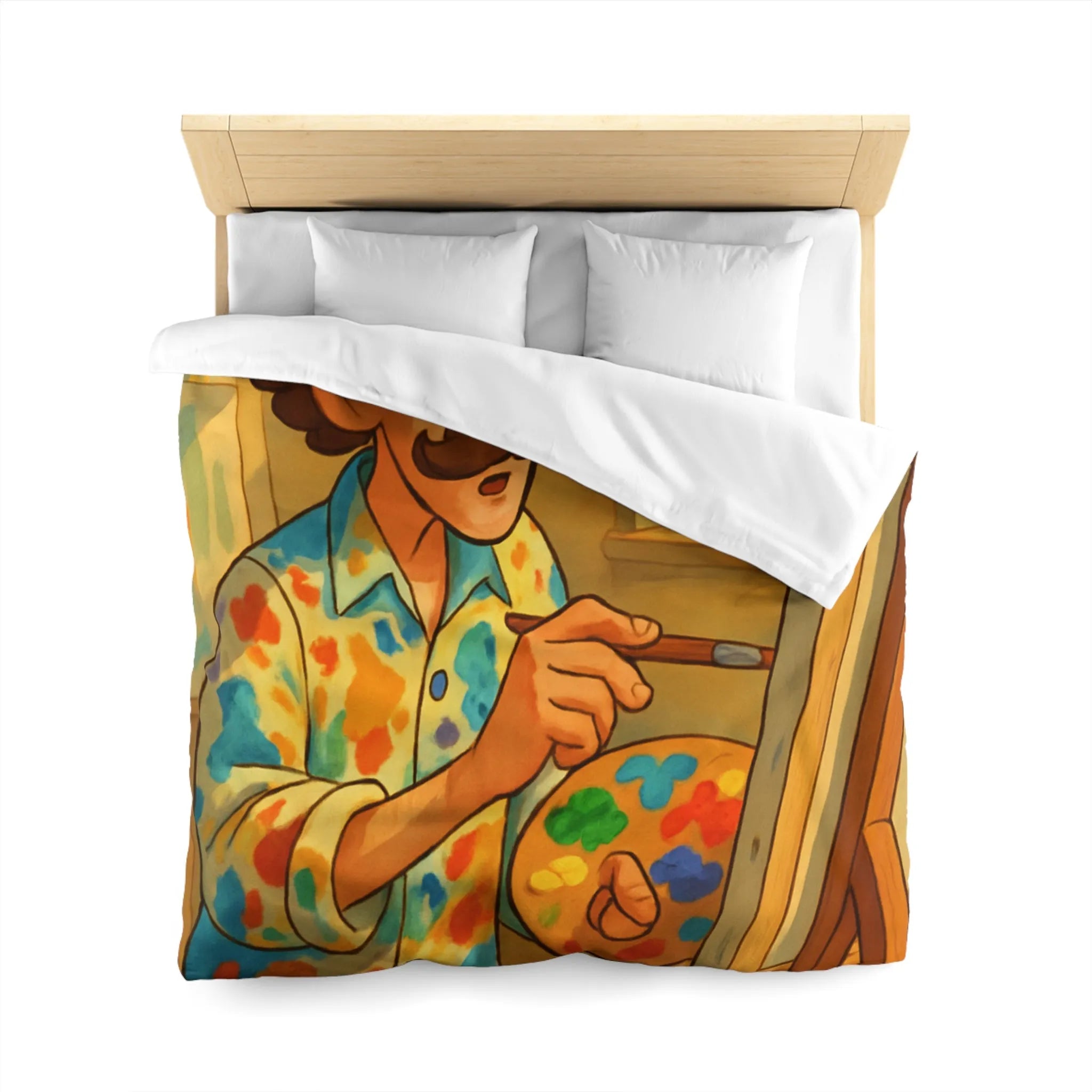 Housse De Couette Artiste Peintre Avec Palette Couleurs Pour Passionnés De Peinture Moderne