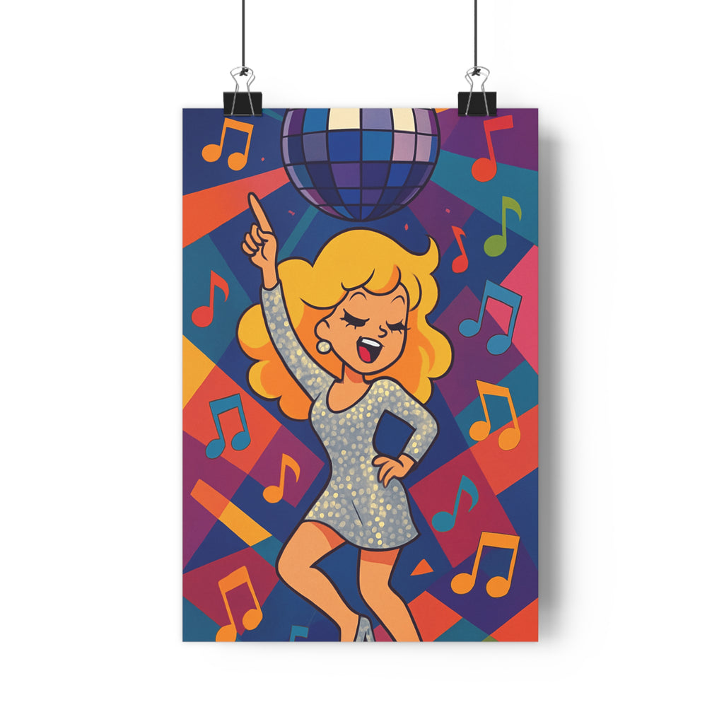 Poster décoratif anime danse bleu violet orange ambiance festive chambre salon 30x46 cadre moderne