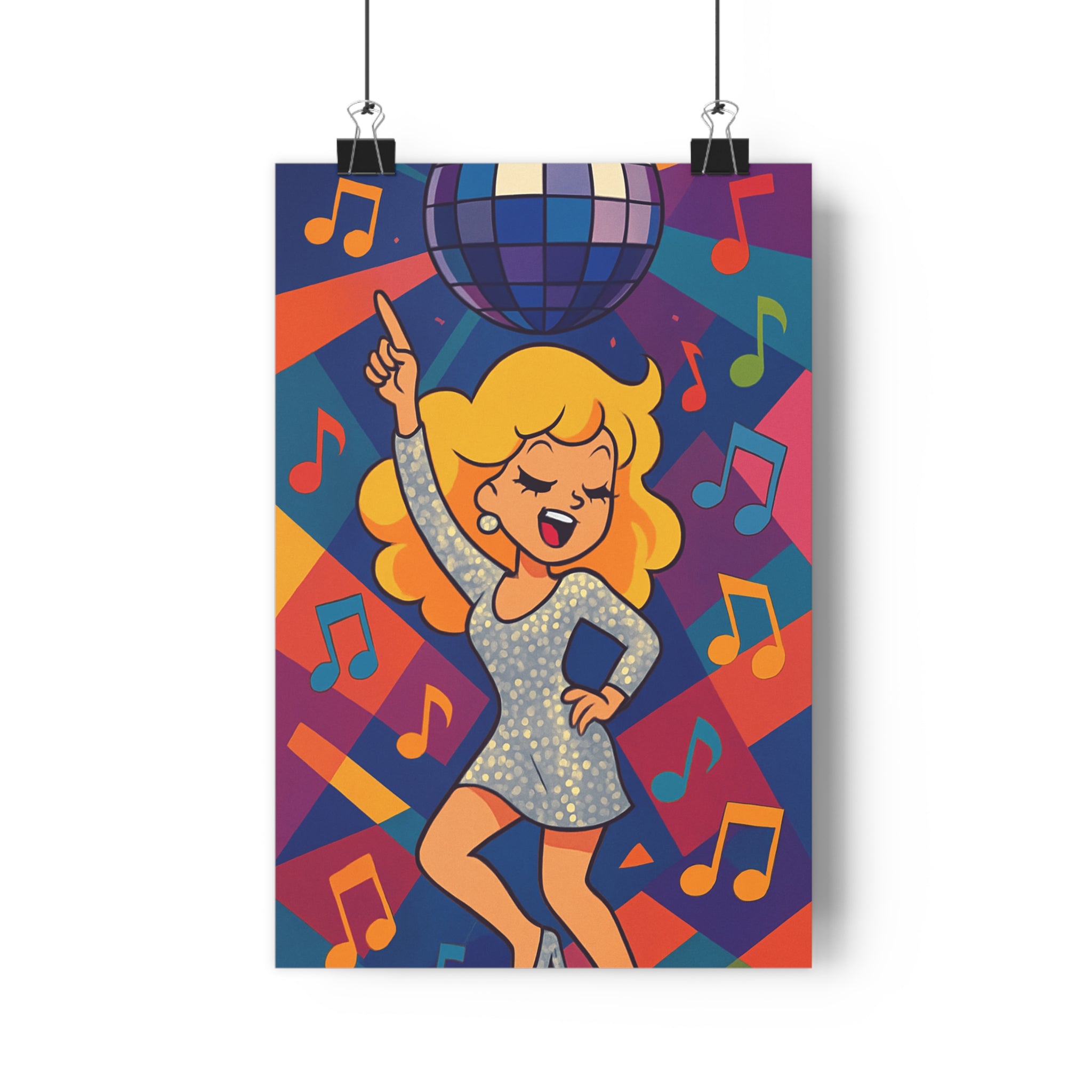 Poster décoratif anime danse bleu violet orange ambiance festive chambre salon 30x46 cadre moderne