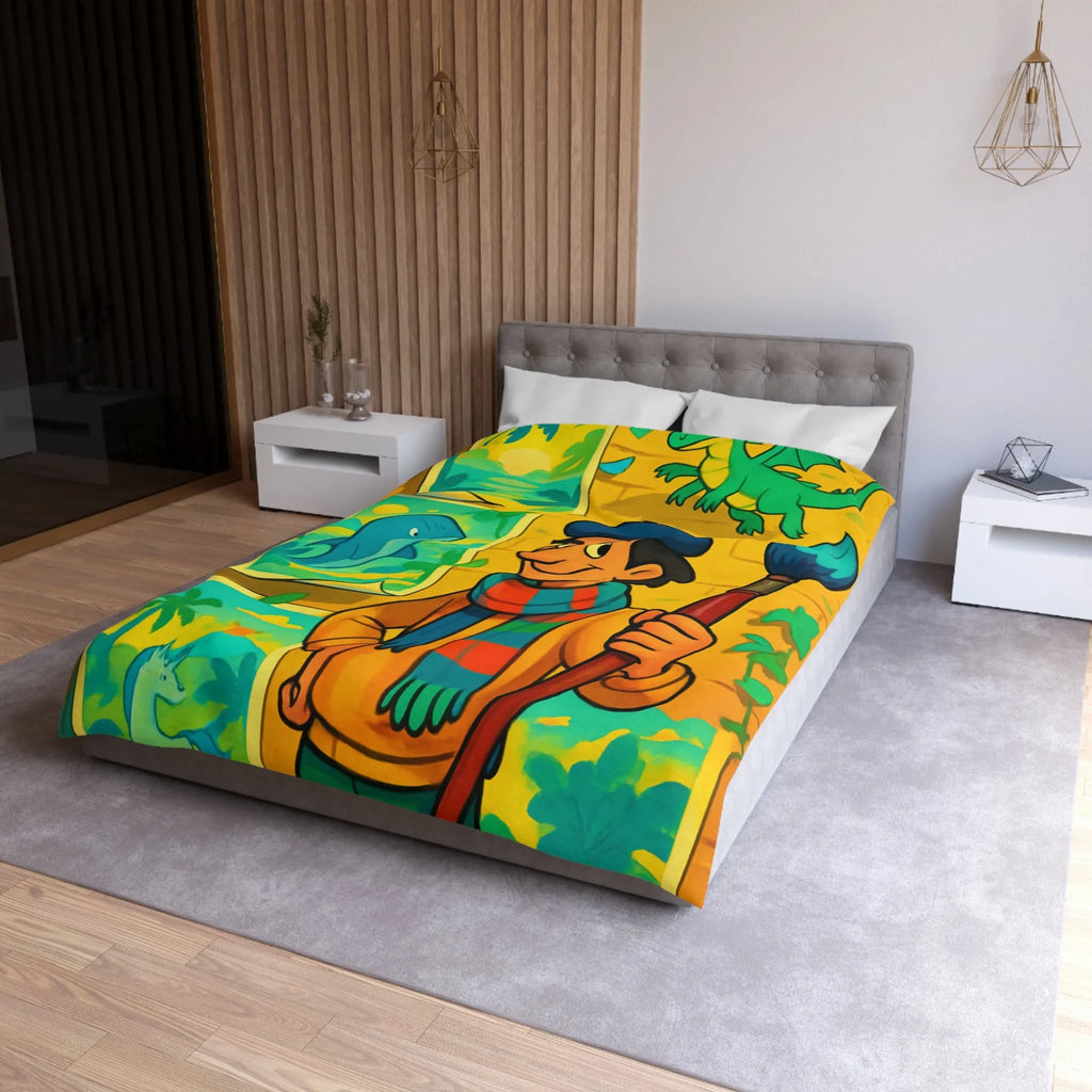 Housse de Couette Microfibre Art Graphique Contemporain Style Décoratif Chambre Tendance