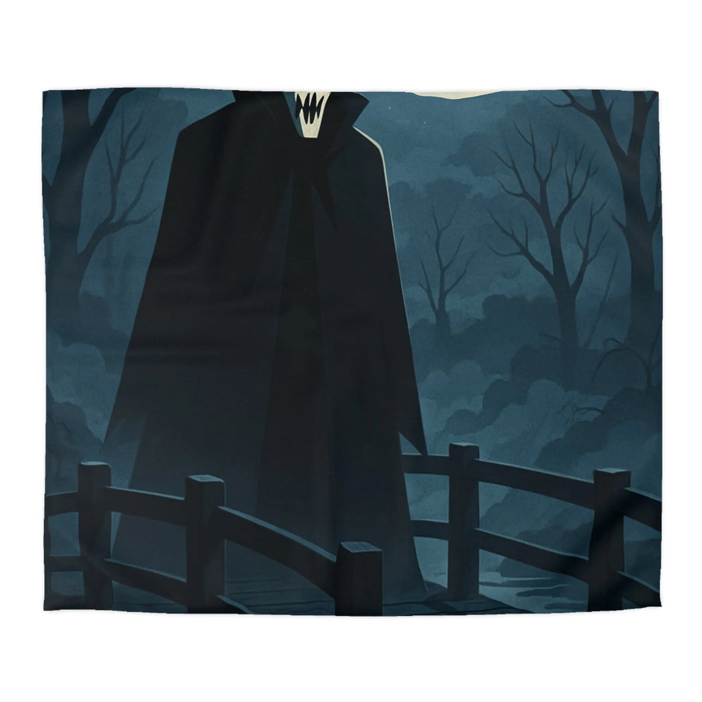 Housse de couette inspirée par l'art effrayant d'un paysage nocturne mystérieux.