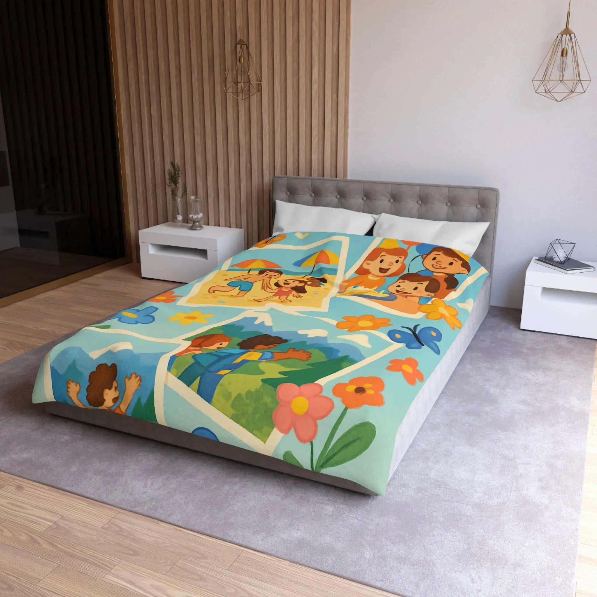 Housse de Couette Enfant : Aventures Ludiques en Été avec Amis et Nature