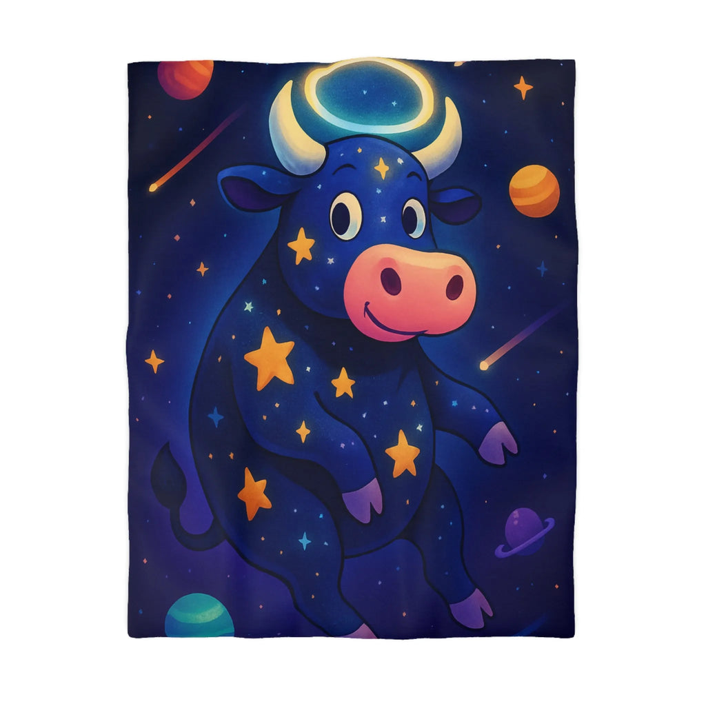 Housse de couette enfant avec taureau cosmique et étoiles au ciel enchanteur