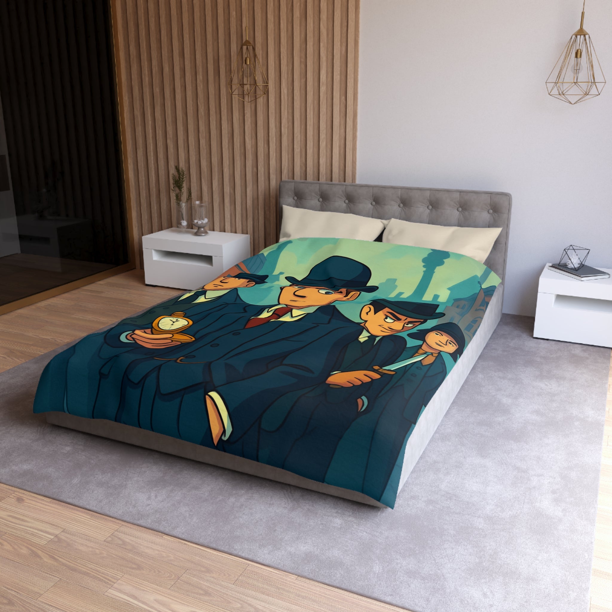 Housse de Couette Microfibre Design Artistique Moderne Décoration Chambre Confort Premium