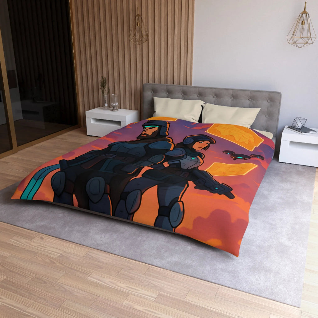 Explorez des mondes futuristes avec cette housse de couette au design captivant