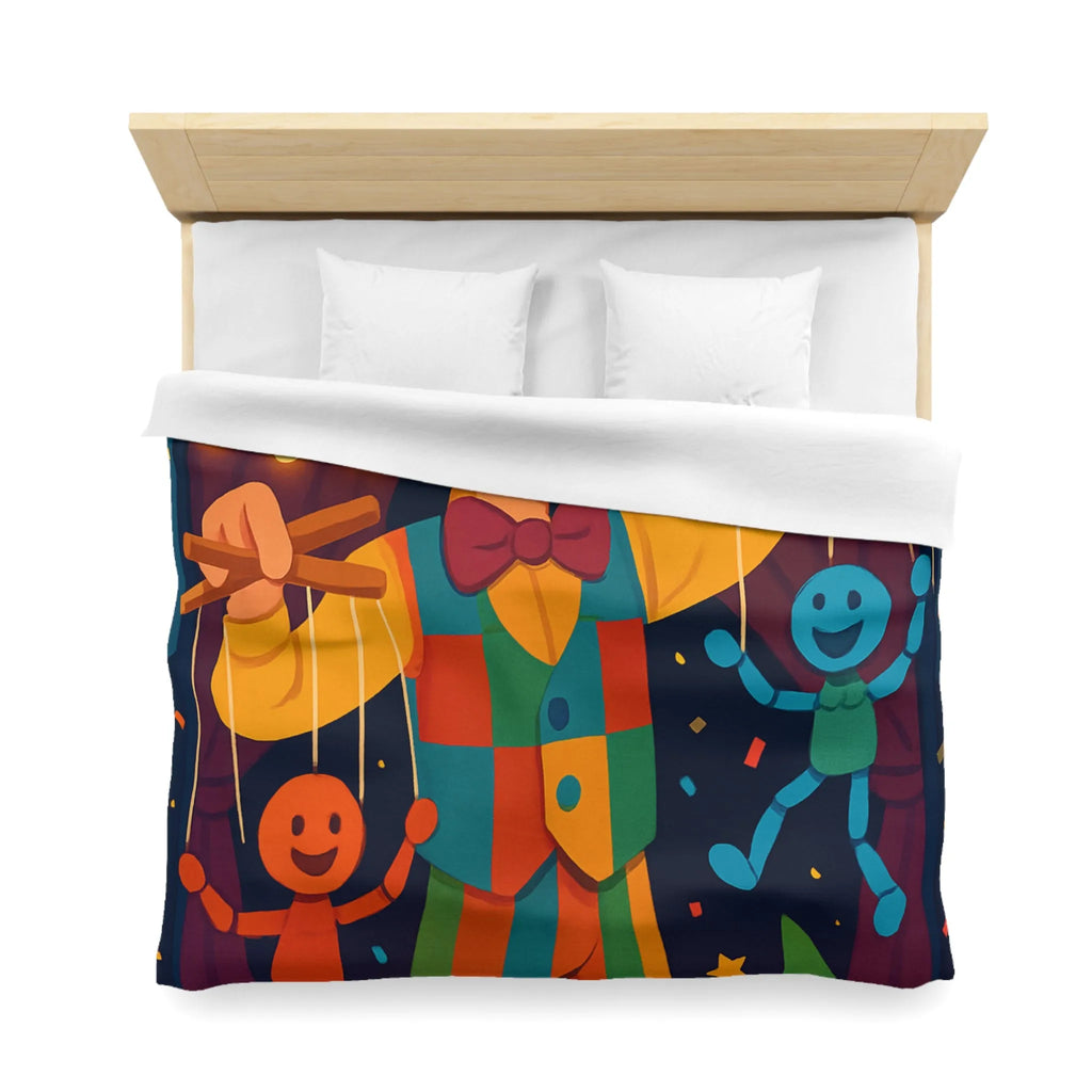 Housse de couette marionnettiste coloré avec motifs joyeux pour chambre d'enfant festive