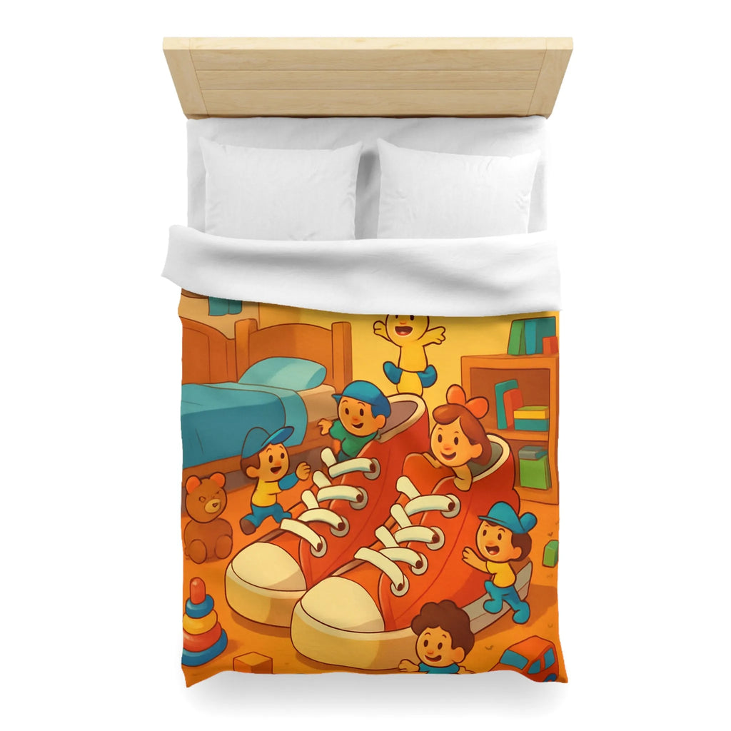 Housse de couette enfants avec illustrations colorées et amusantes de chambre de jeu animée