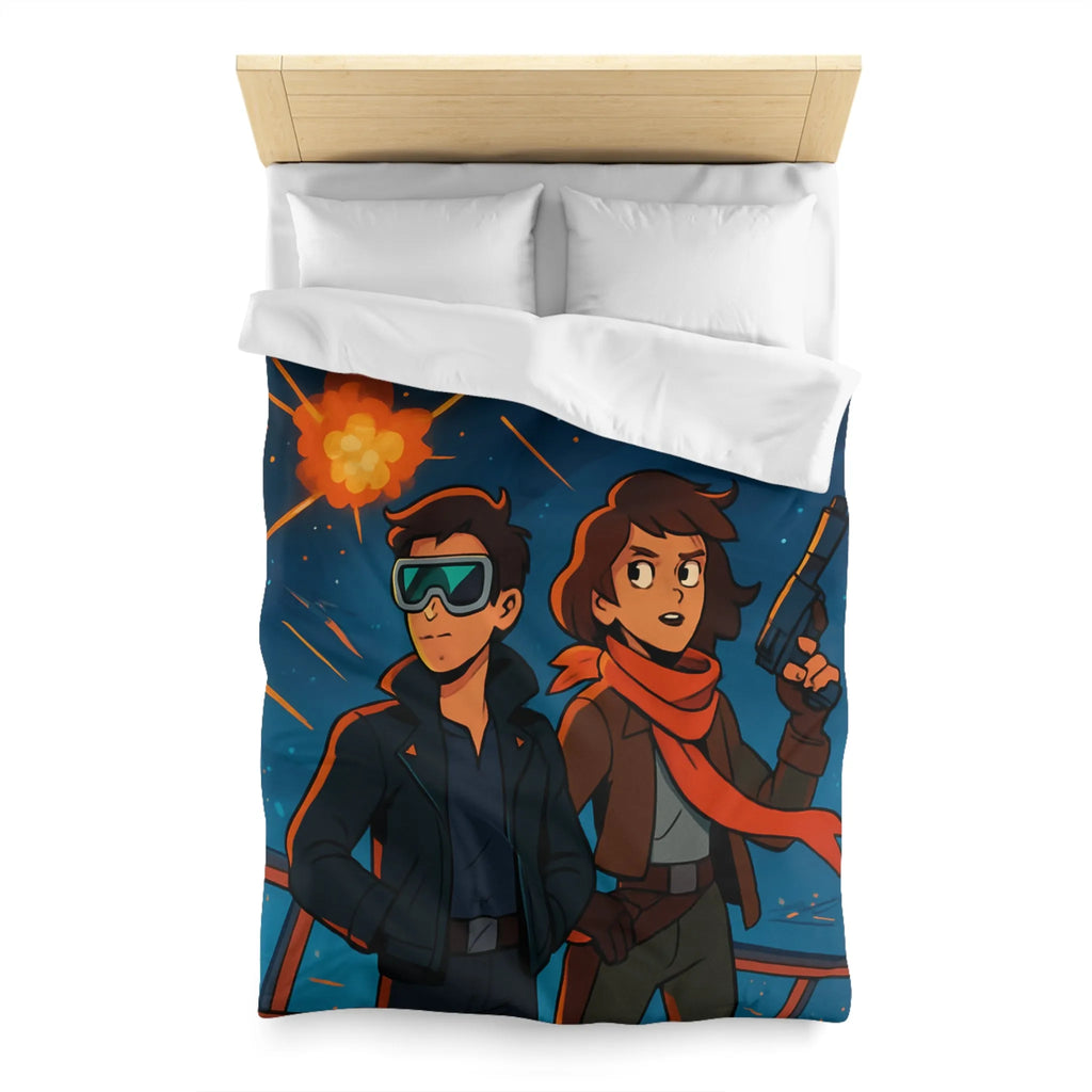 Housse de couette aventure galactique avec pilotes intrépides et bataille spatiale épique