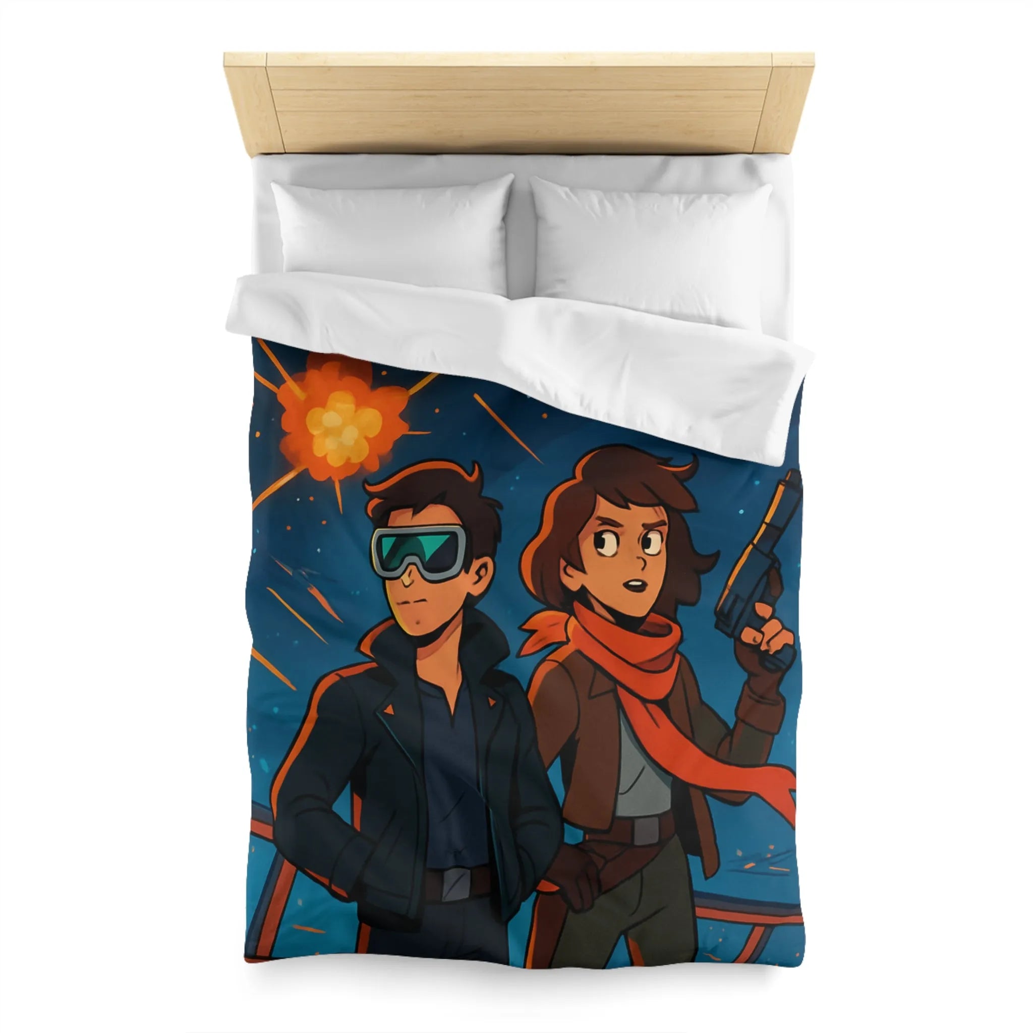 Housse de couette aventure galactique avec pilotes intrépides et bataille spatiale épique