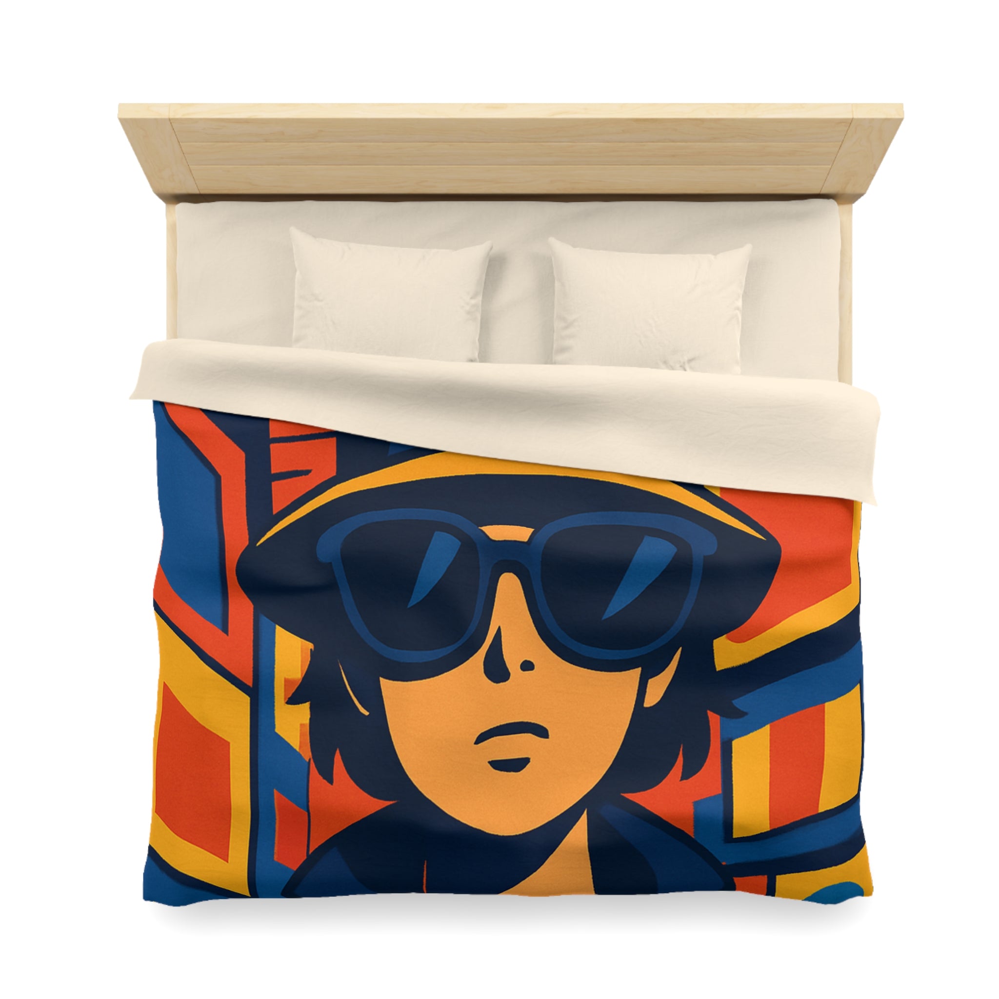 Housse de couette moderne avec motif urbain rétro pop art aux couleurs vibrantes