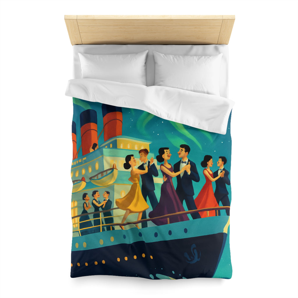 Housse de couette rétro dance nocturne aurores boréales croisière bateau élégant