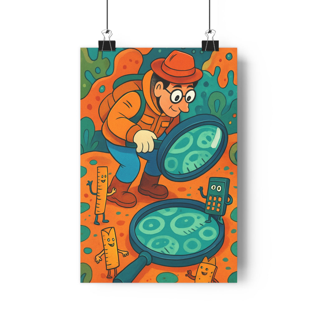 Poster décoratif cartoon scientifique turquoise orange aventurier mystique enfant chambre joyeux éducatif créatif unique