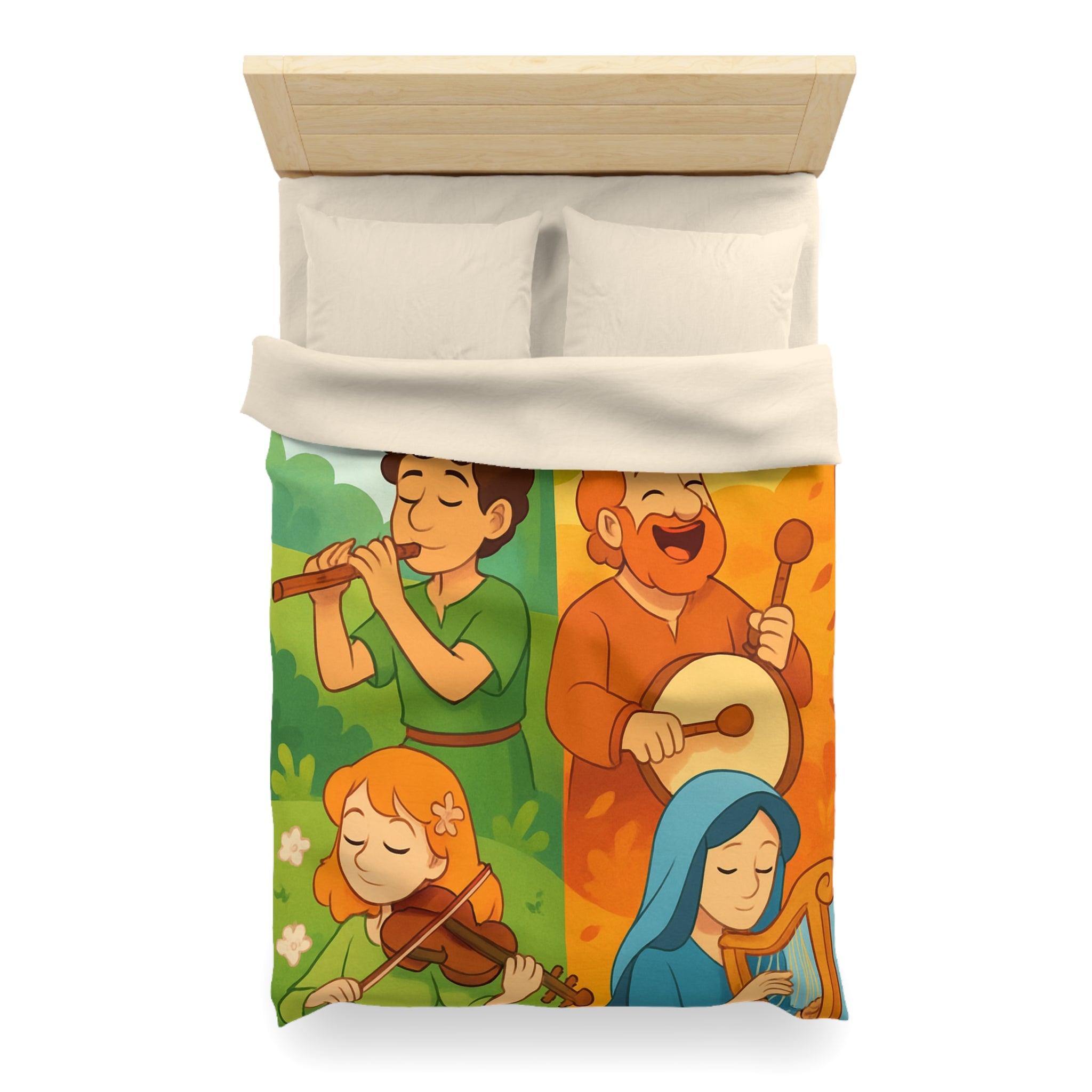 Housse de Couette Musique des Quatre Saisons Harpe Violon Tambour Flûte Enchanteur