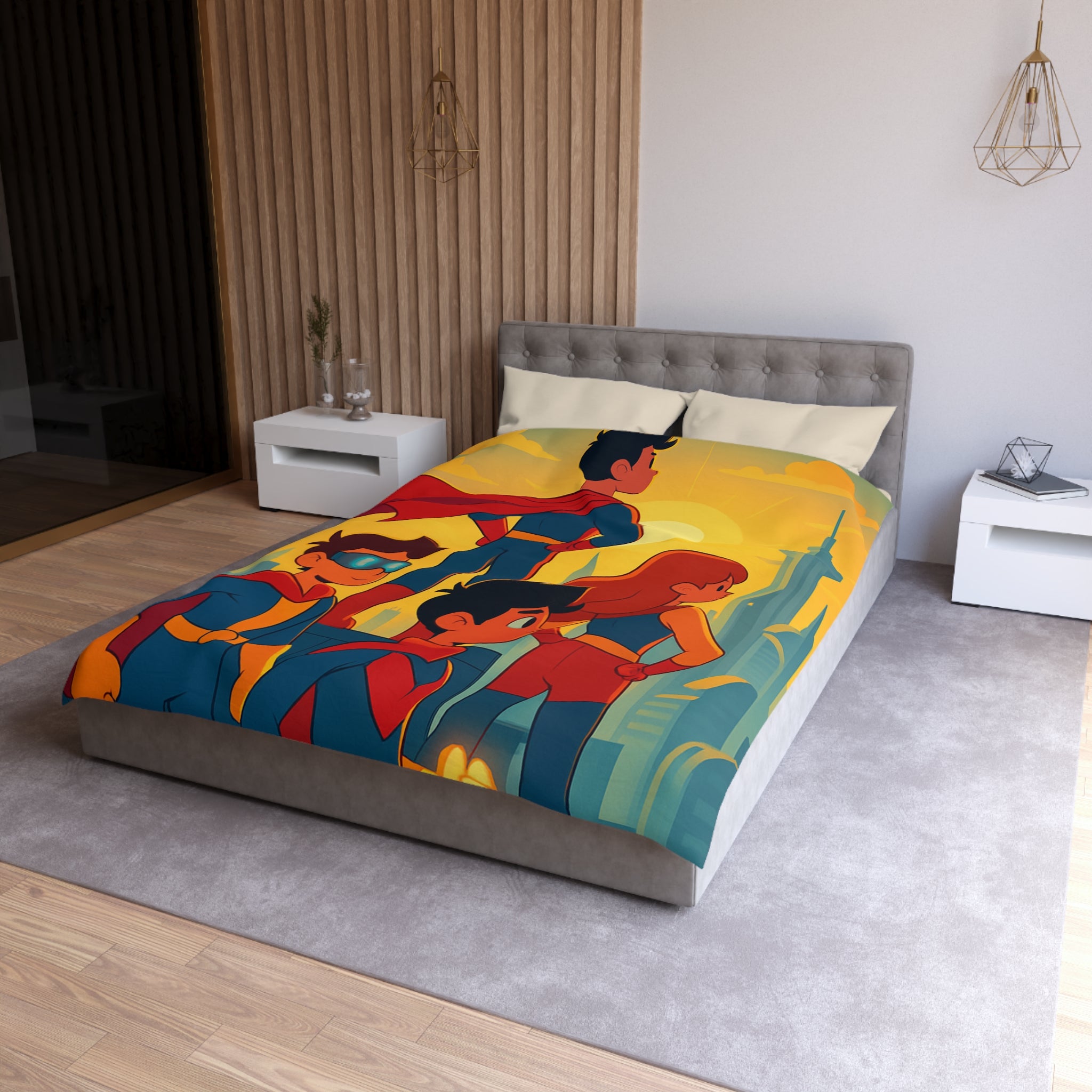 Housse de Couette Microfibre Illustration Unique Design Moderne Décoration Intérieure Raffinée