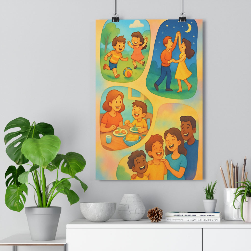 Poster décoratif pastel cartoon joyeux salon chambre enfants intérieur chaleureux dessin animé qualité qualité