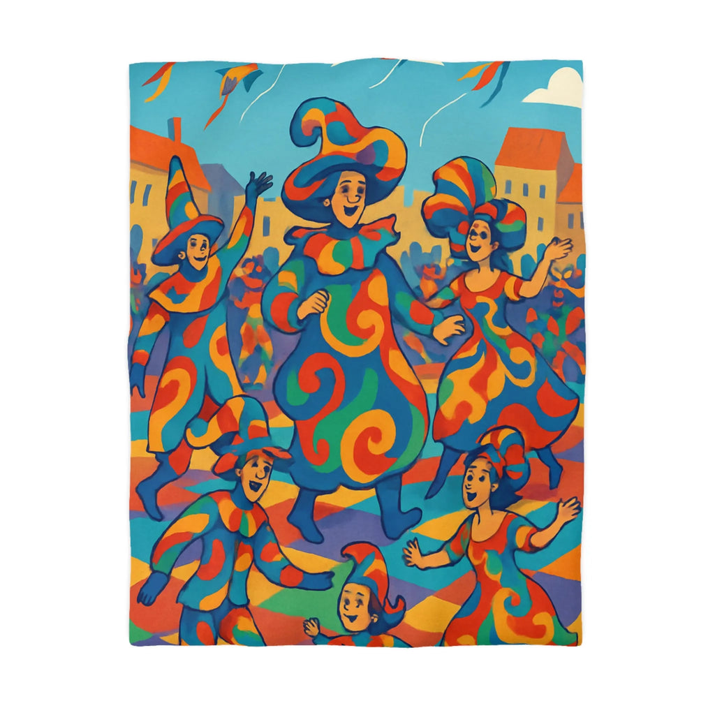 Housse de couette colorée avec motifs de carnaval vibrants pour ambiance festive et joyeuse