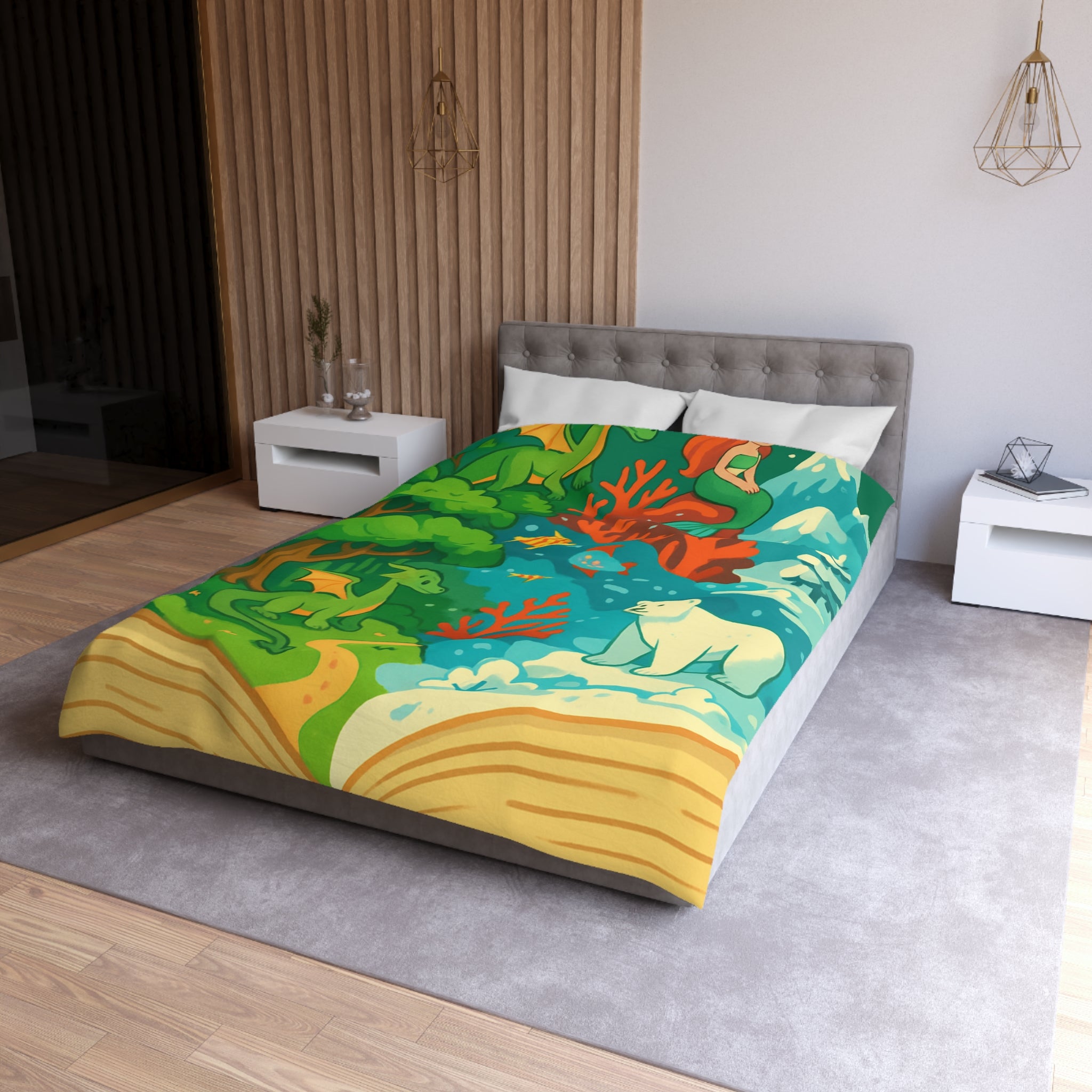 Housse de Couette Microfibre Design Artistique Moderne Décoration Chambre Confort Premium