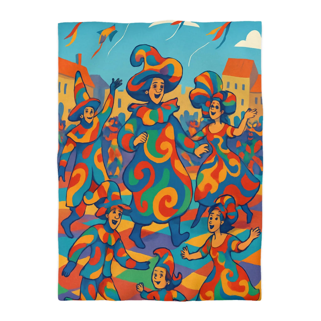 Housse de couette colorée avec motifs de carnaval vibrants pour ambiance festive et joyeuse