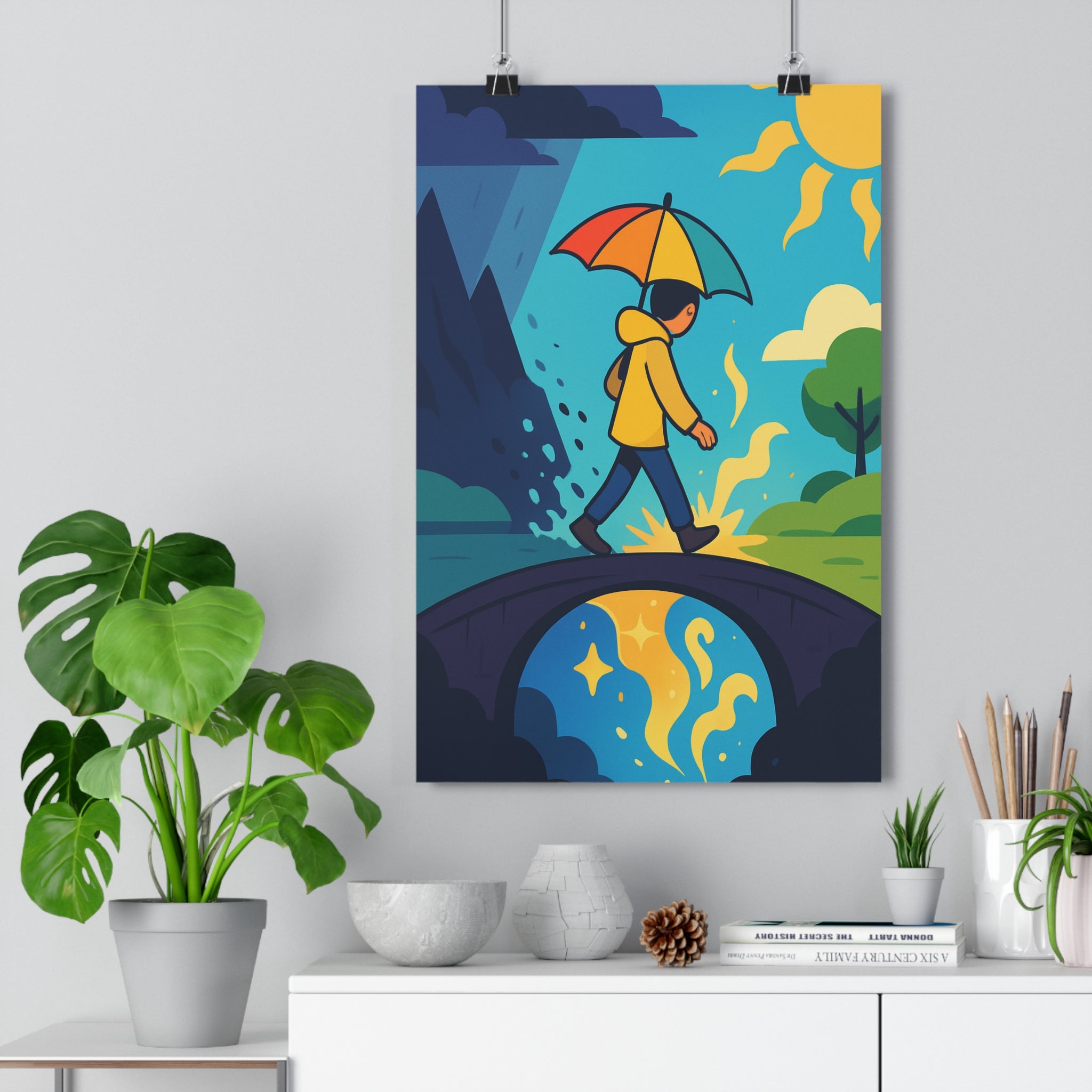 Poster décoratif anime multicolore vibrant transition artistique salon chambre bureau style moderne contemporain qualité
