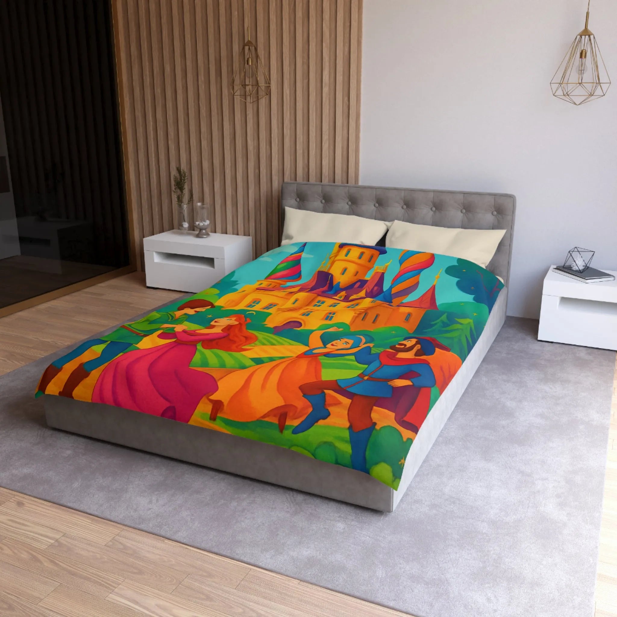 Château Enchanté Coloré et Danse Joyeuse en Paysage Féérique Idéal pour Chambres d'Enfants